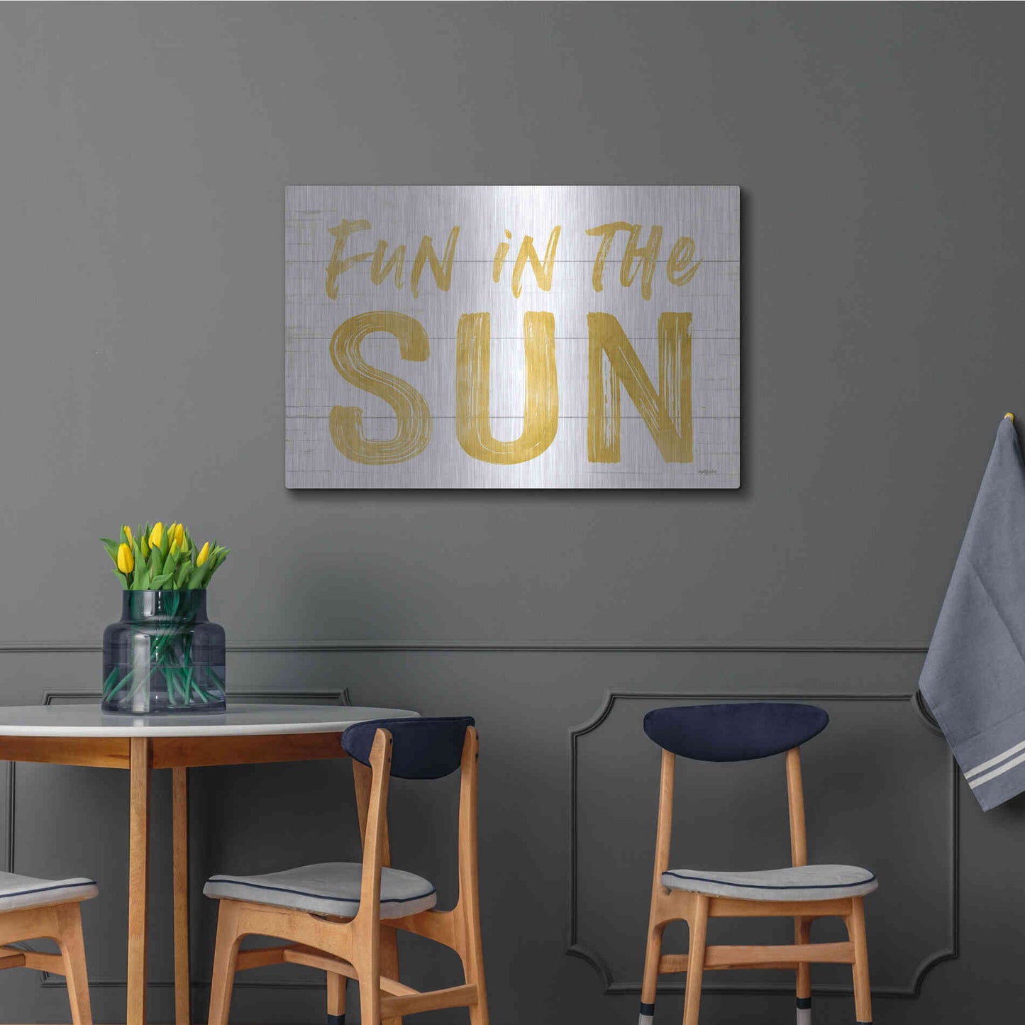 Luxe Metal Art 'Fun In The Sun' by Lettered & Lined, Metal Wall Art,36x24