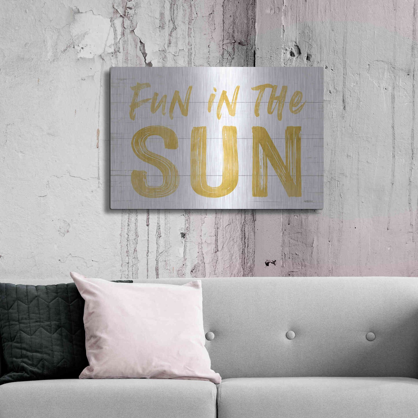 Luxe Metal Art 'Fun In The Sun' by Lettered & Lined, Metal Wall Art,36x24