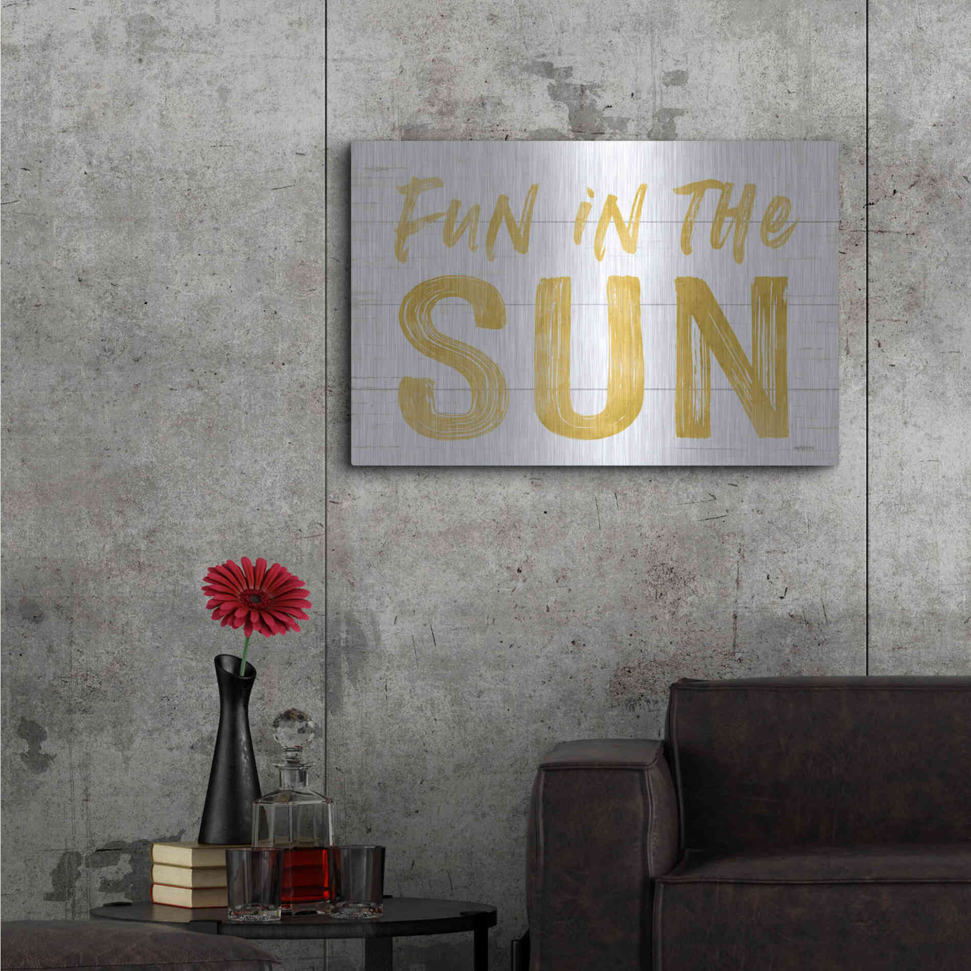 Luxe Metal Art 'Fun In The Sun' by Lettered & Lined, Metal Wall Art,36x24