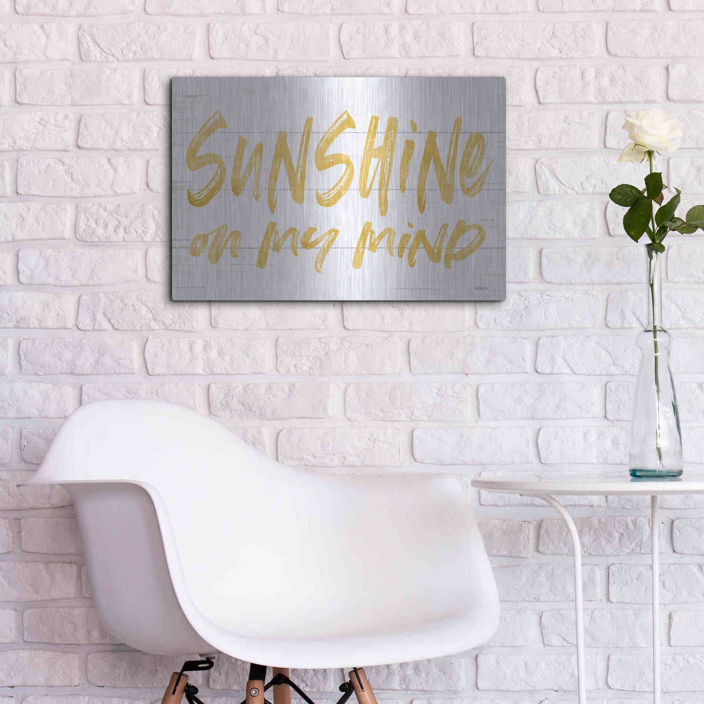 Luxe Metal Art 'Sunshine On My Mind' by Lettered & Lined, Metal Wall Art,24x16