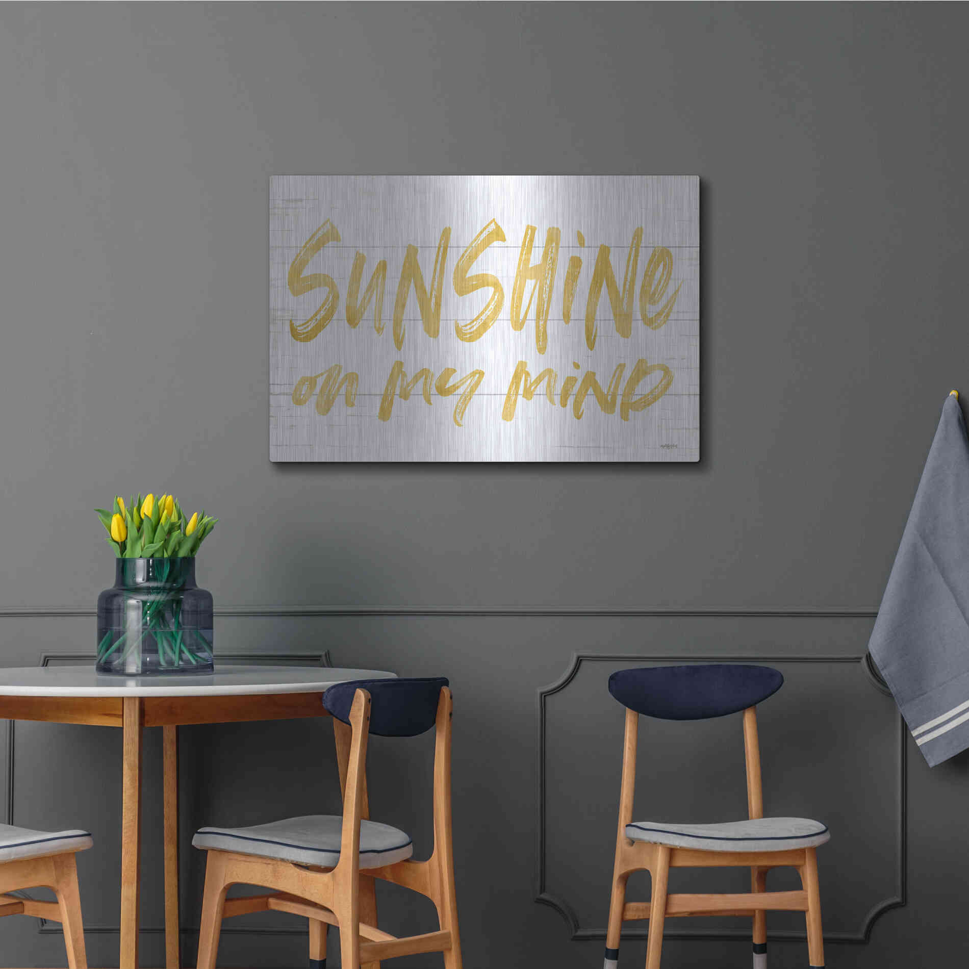 Luxe Metal Art 'Sunshine On My Mind' by Lettered & Lined, Metal Wall Art,36x24