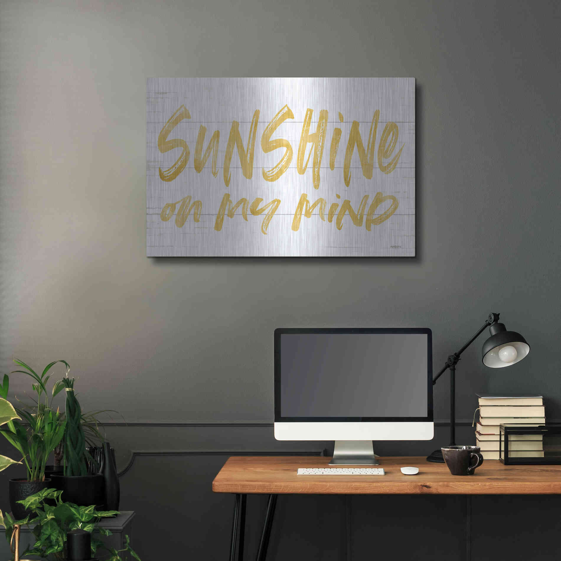 Luxe Metal Art 'Sunshine On My Mind' by Lettered & Lined, Metal Wall Art,36x24