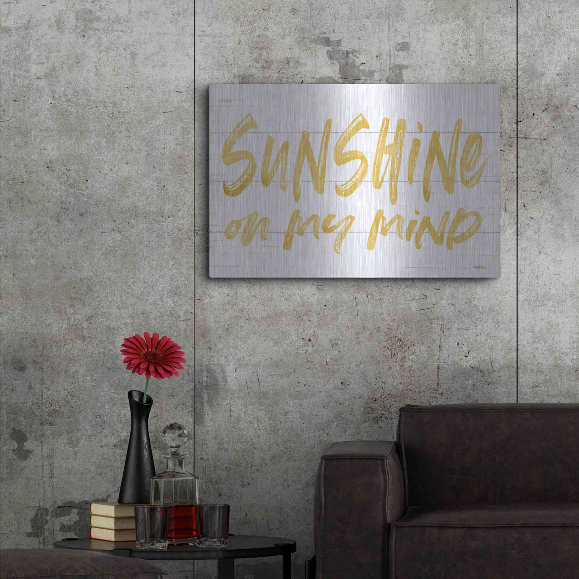 Luxe Metal Art 'Sunshine On My Mind' by Lettered & Lined, Metal Wall Art,36x24