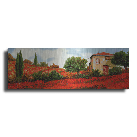 Luxe Metal Art 'Papaveri Sulle Colline' by Guido Borelli, Metal Wall Art