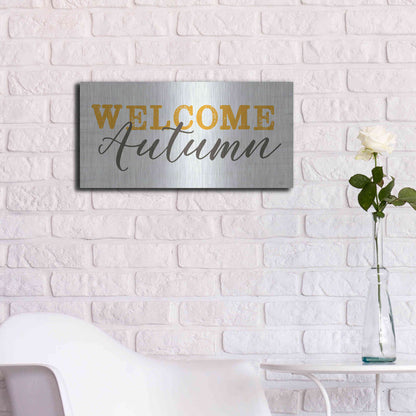 Luxe Metal Art 'Welcome Autumn' by Lux + Me Designs, Metal Wall Art,24x12