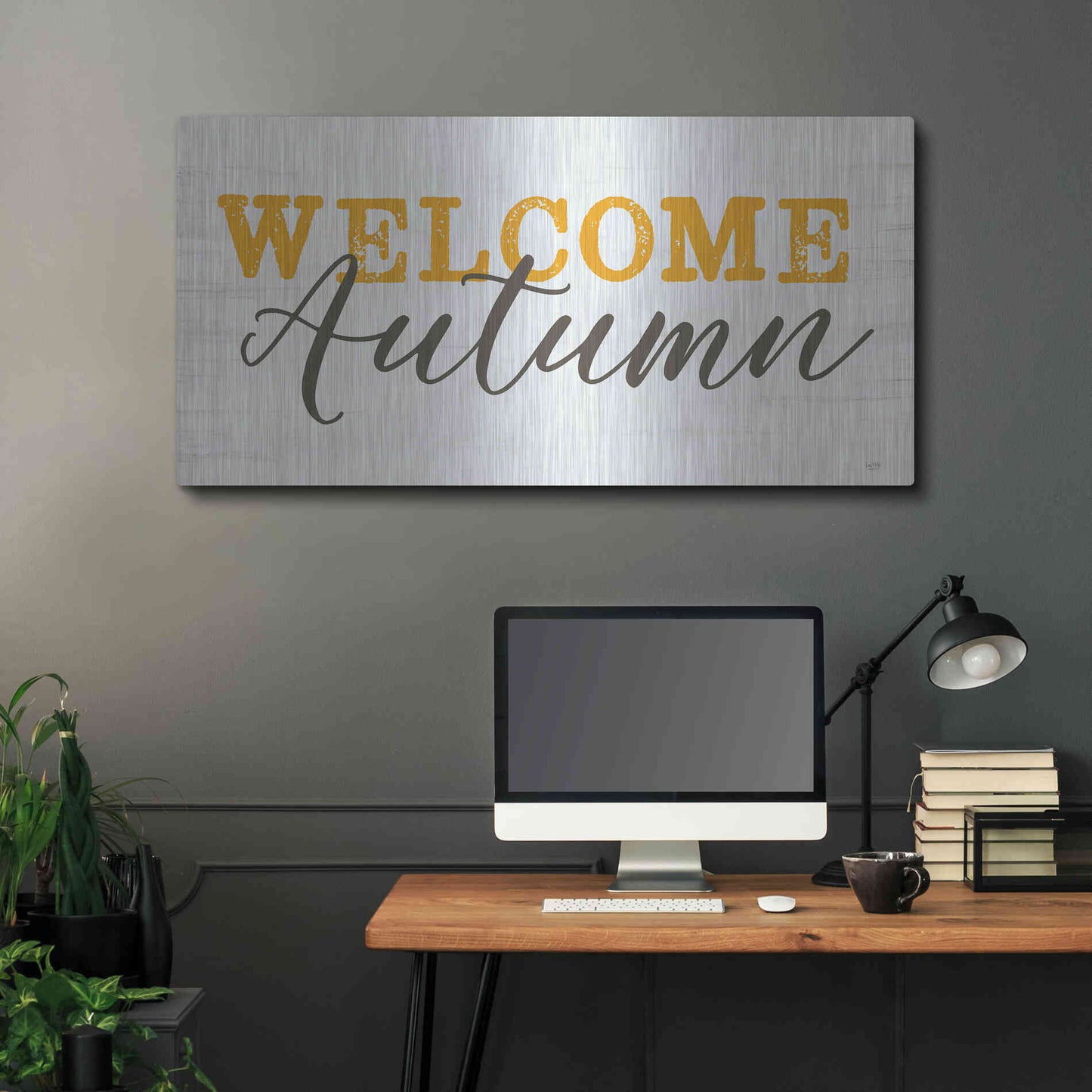 Luxe Metal Art 'Welcome Autumn' by Lux + Me Designs, Metal Wall Art,48x24