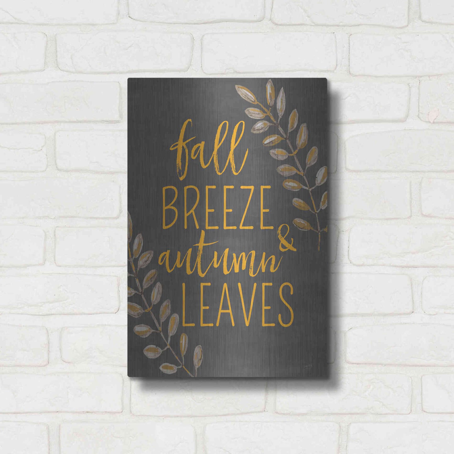 Luxe Metal Art 'Fall Breeze & Autumn Leaves' by Lux + Me Designs, Metal Wall Art,12x16