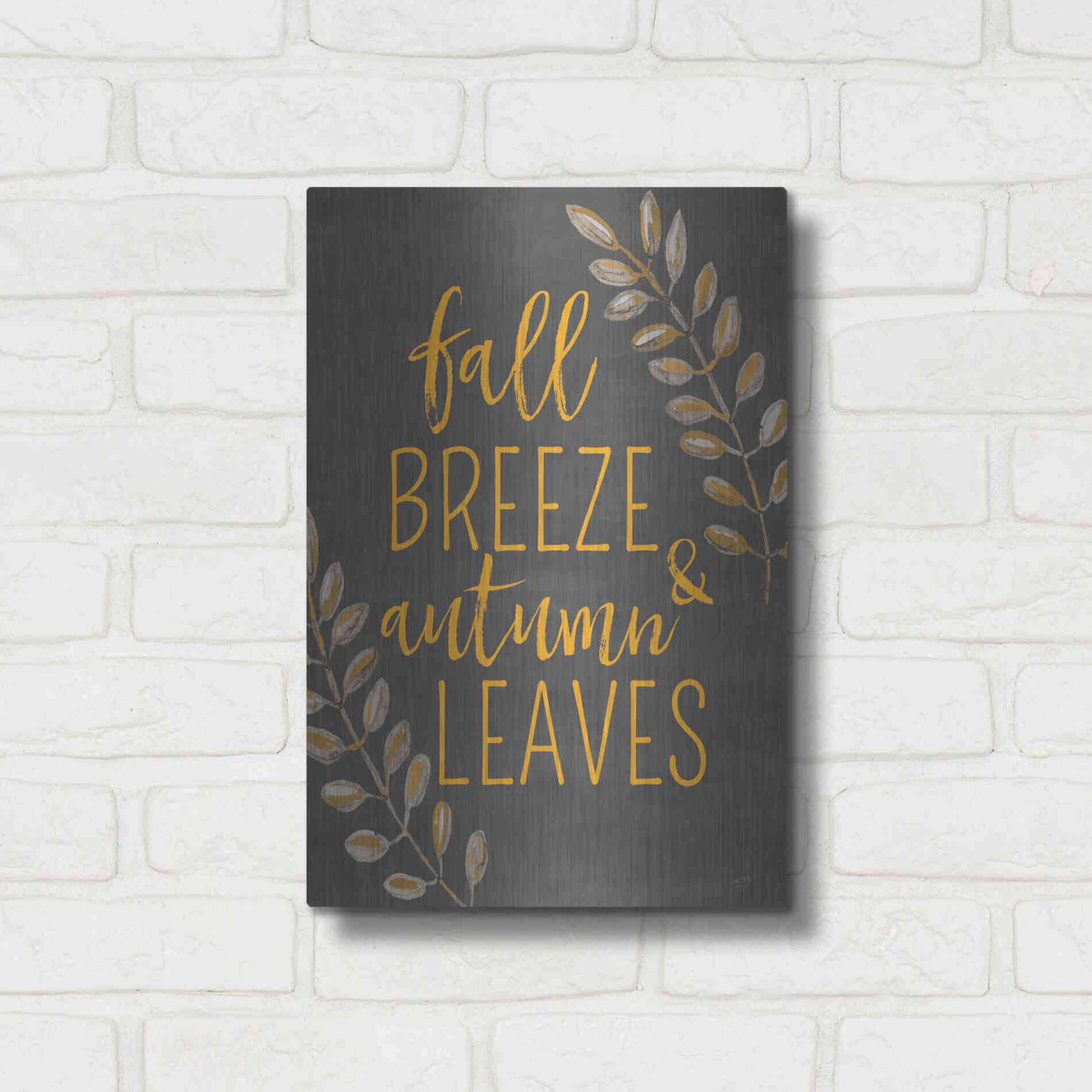 Luxe Metal Art 'Fall Breeze & Autumn Leaves' by Lux + Me Designs, Metal Wall Art,12x16