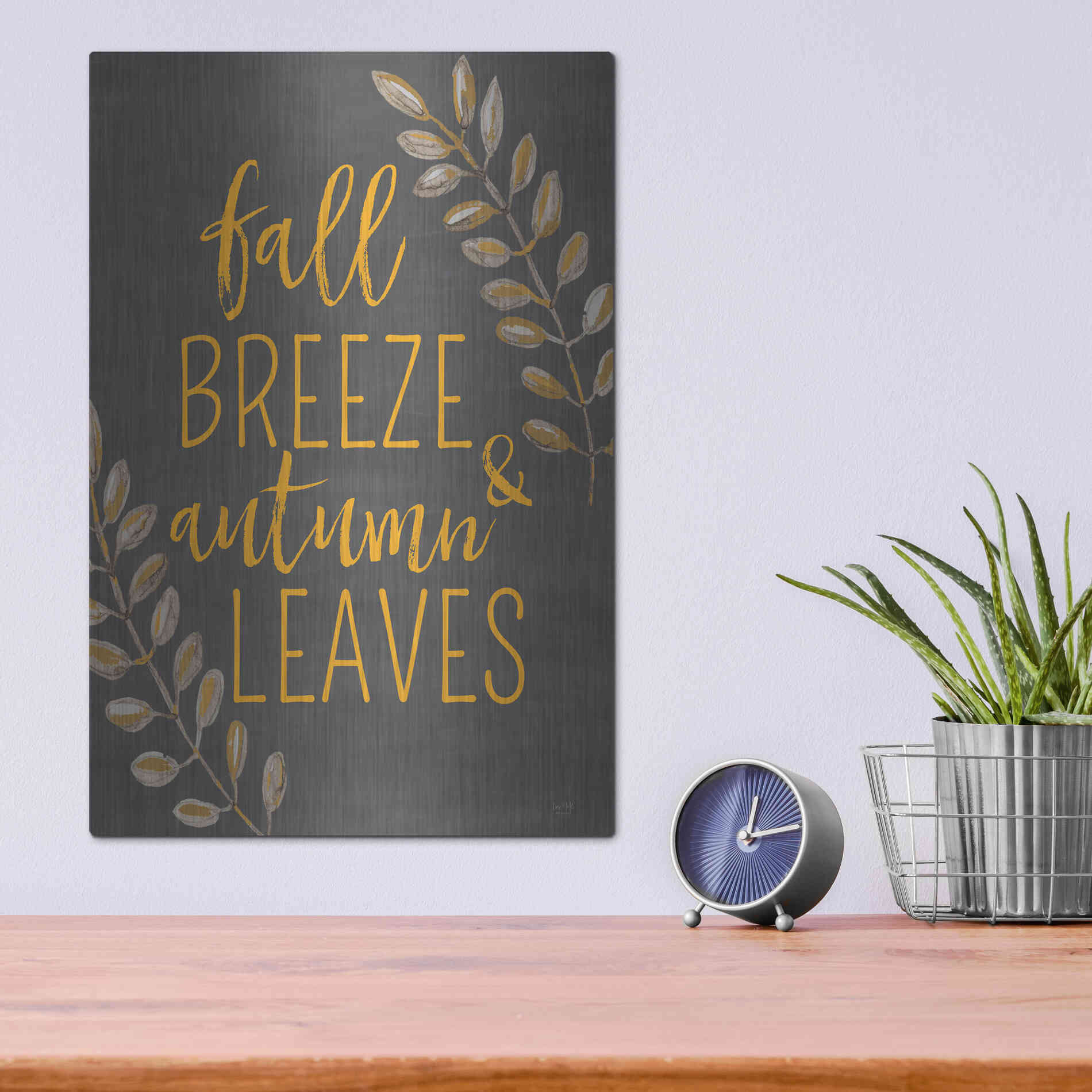 Luxe Metal Art 'Fall Breeze & Autumn Leaves' by Lux + Me Designs, Metal Wall Art,12x16