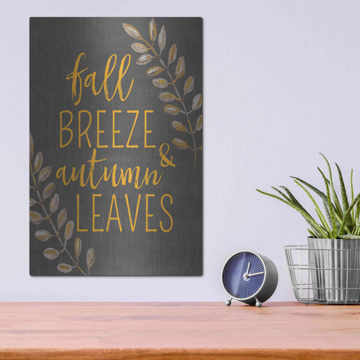 Luxe Metal Art 'Fall Breeze & Autumn Leaves' by Lux + Me Designs, Metal Wall Art,12x16