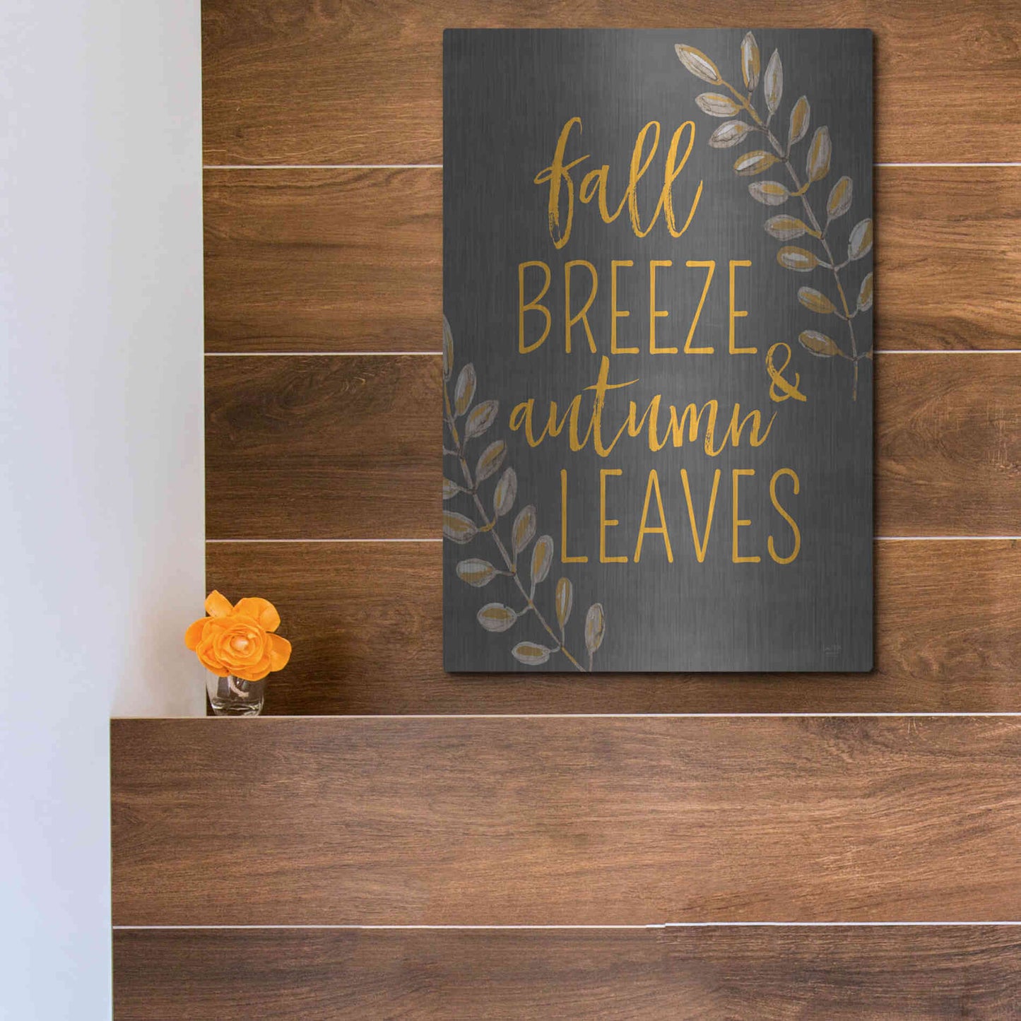 Luxe Metal Art 'Fall Breeze & Autumn Leaves' by Lux + Me Designs, Metal Wall Art,12x16
