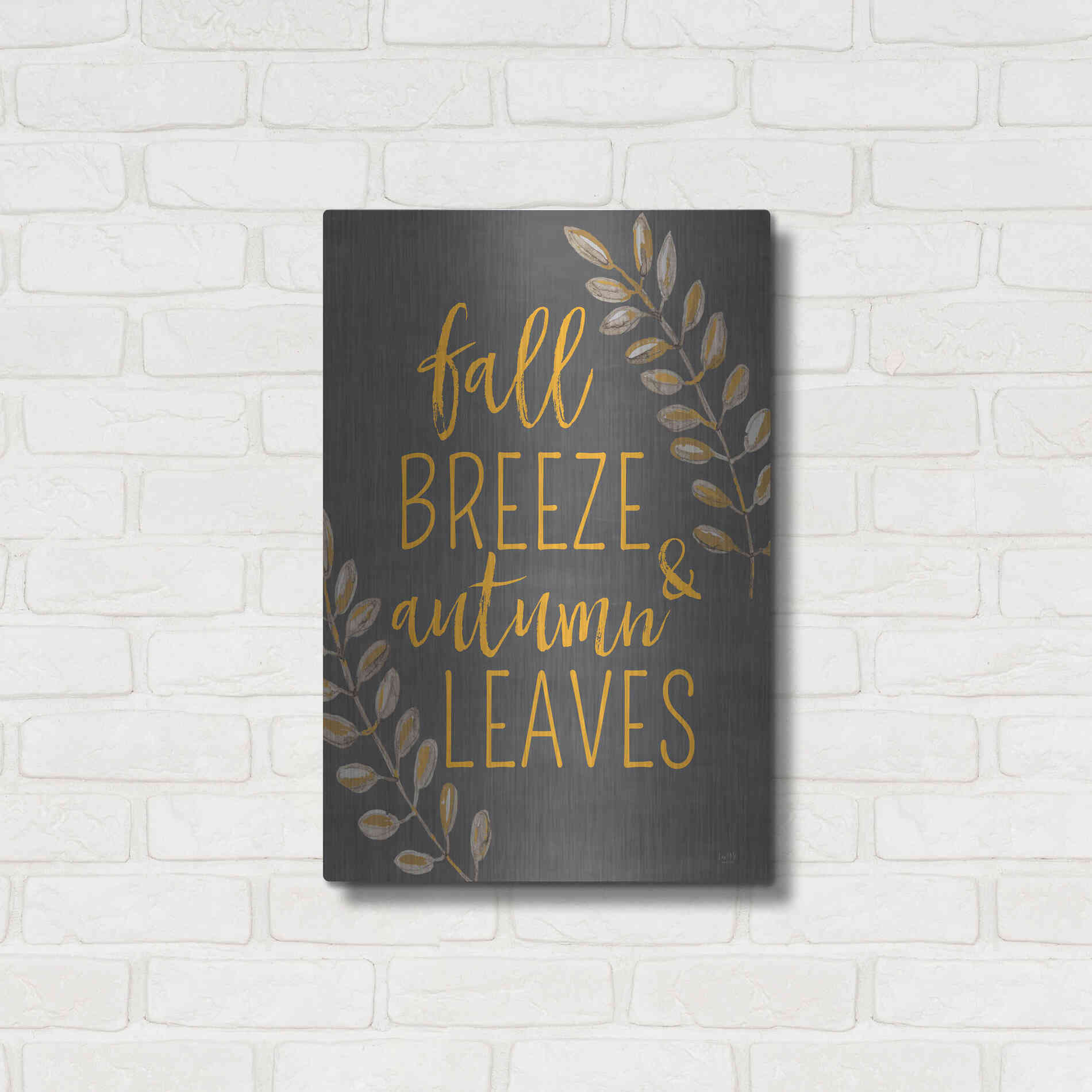 Luxe Metal Art 'Fall Breeze & Autumn Leaves' by Lux + Me Designs, Metal Wall Art,16x24