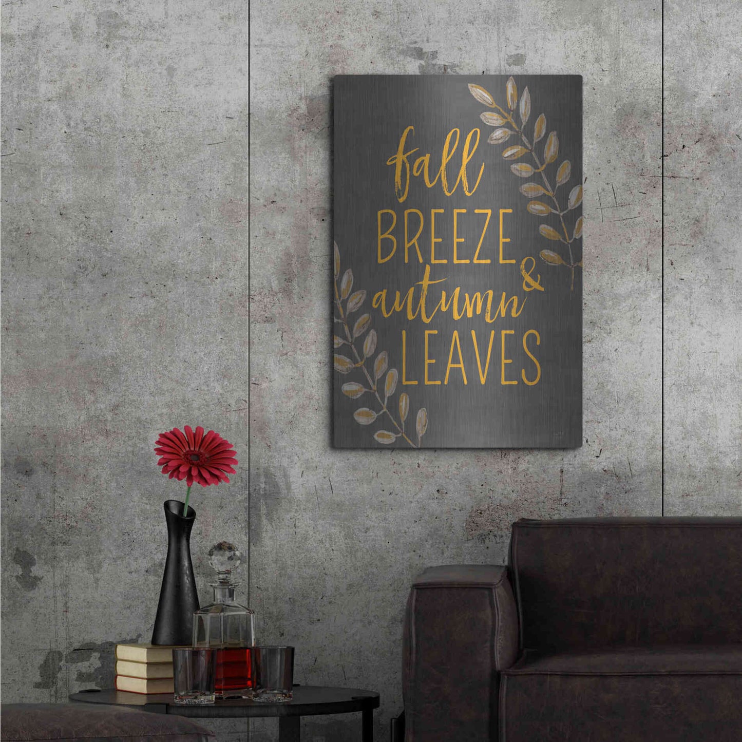 Luxe Metal Art 'Fall Breeze & Autumn Leaves' by Lux + Me Designs, Metal Wall Art,24x36