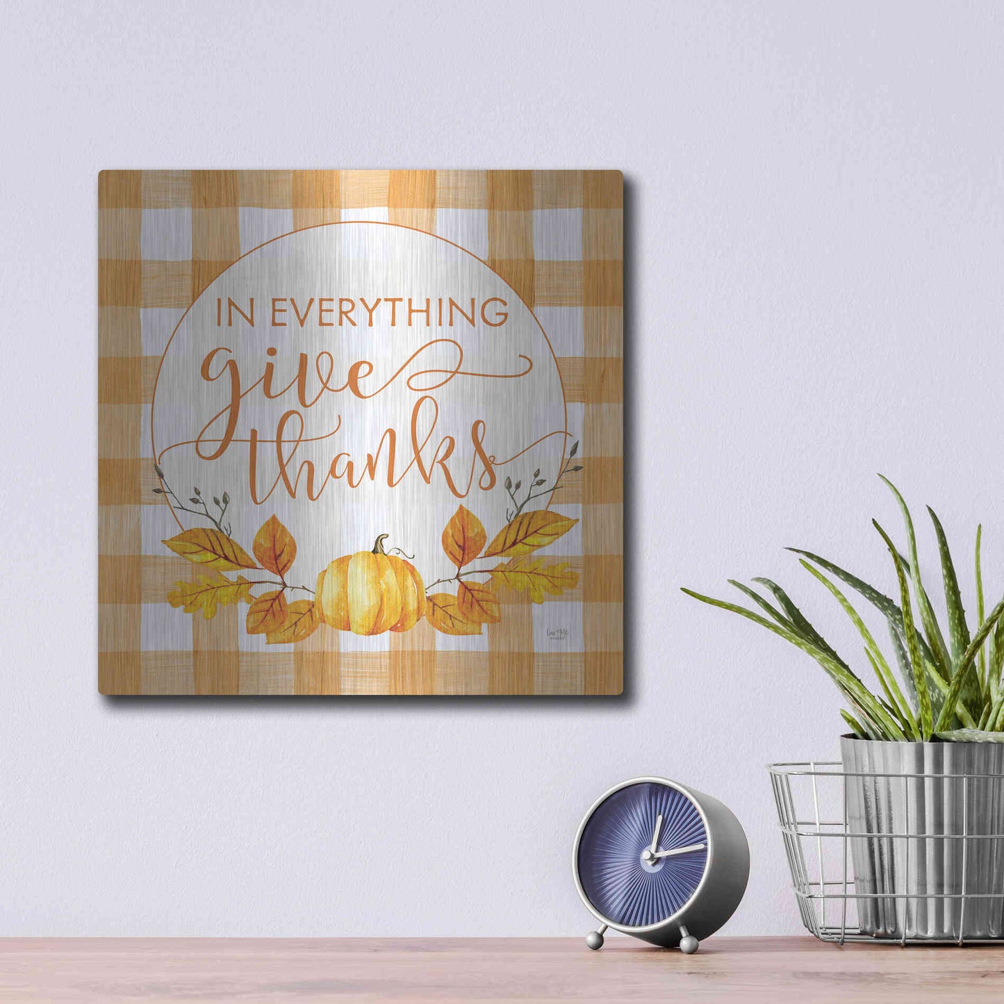 Luxe Metal Art 'Give Thanks' by Lux + Me Designs, Metal Wall Art,12x12