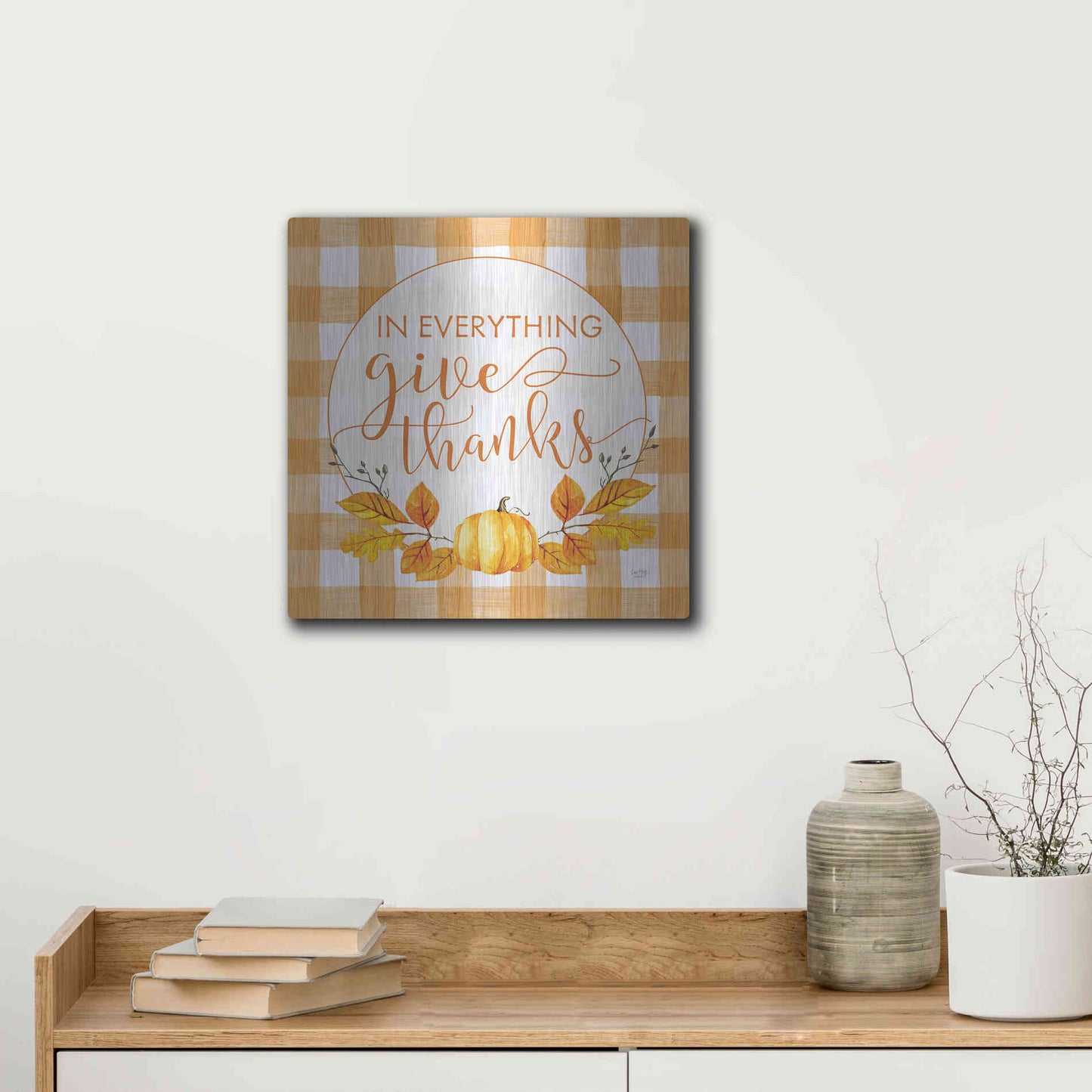 Luxe Metal Art 'Give Thanks' by Lux + Me Designs, Metal Wall Art,12x12