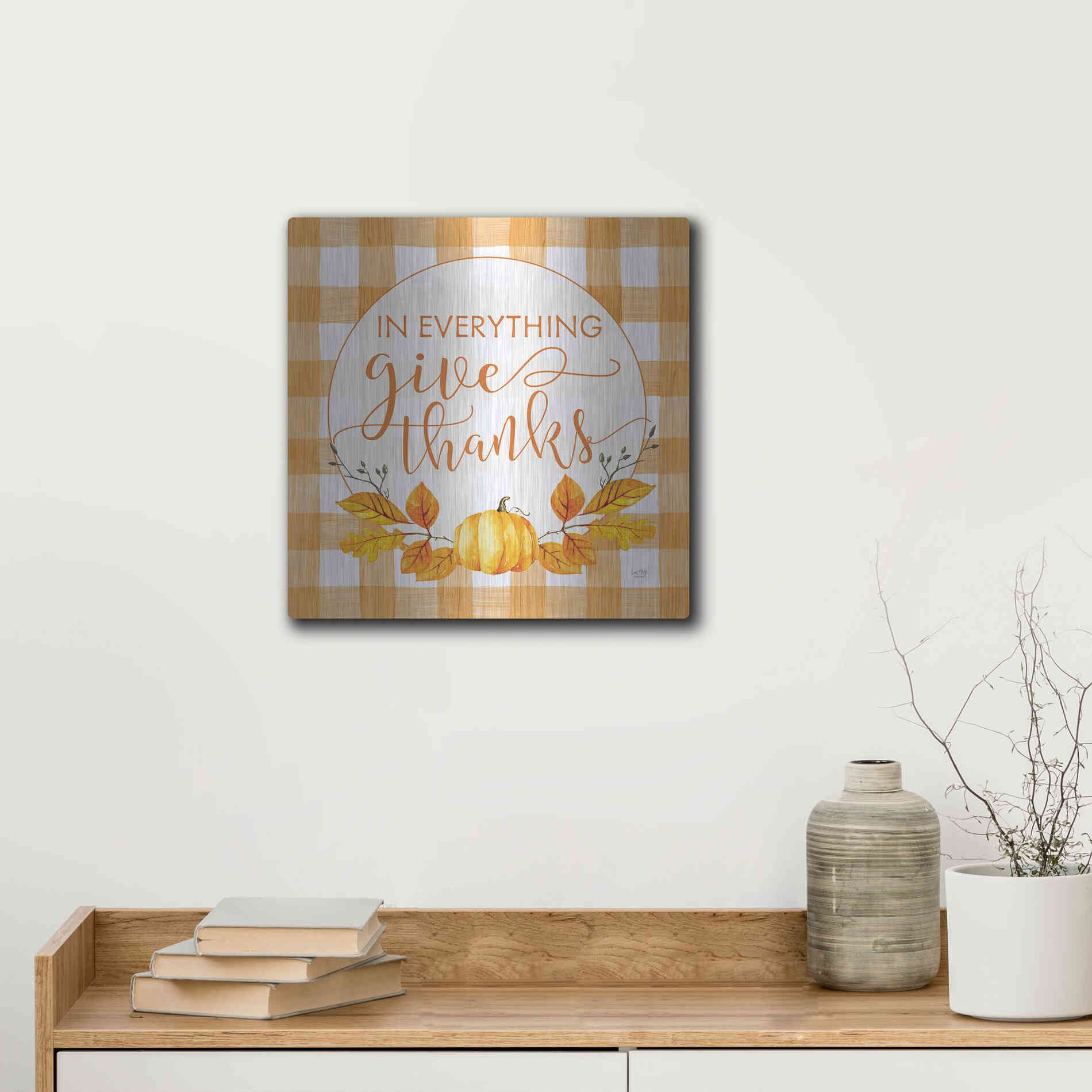 Luxe Metal Art 'Give Thanks' by Lux + Me Designs, Metal Wall Art,12x12
