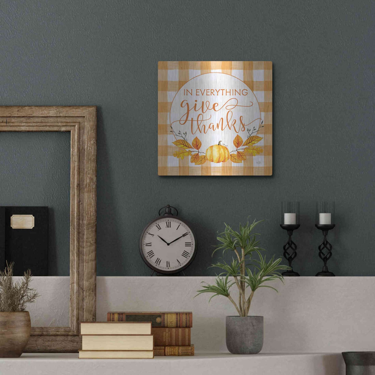 Luxe Metal Art 'Give Thanks' by Lux + Me Designs, Metal Wall Art,12x12