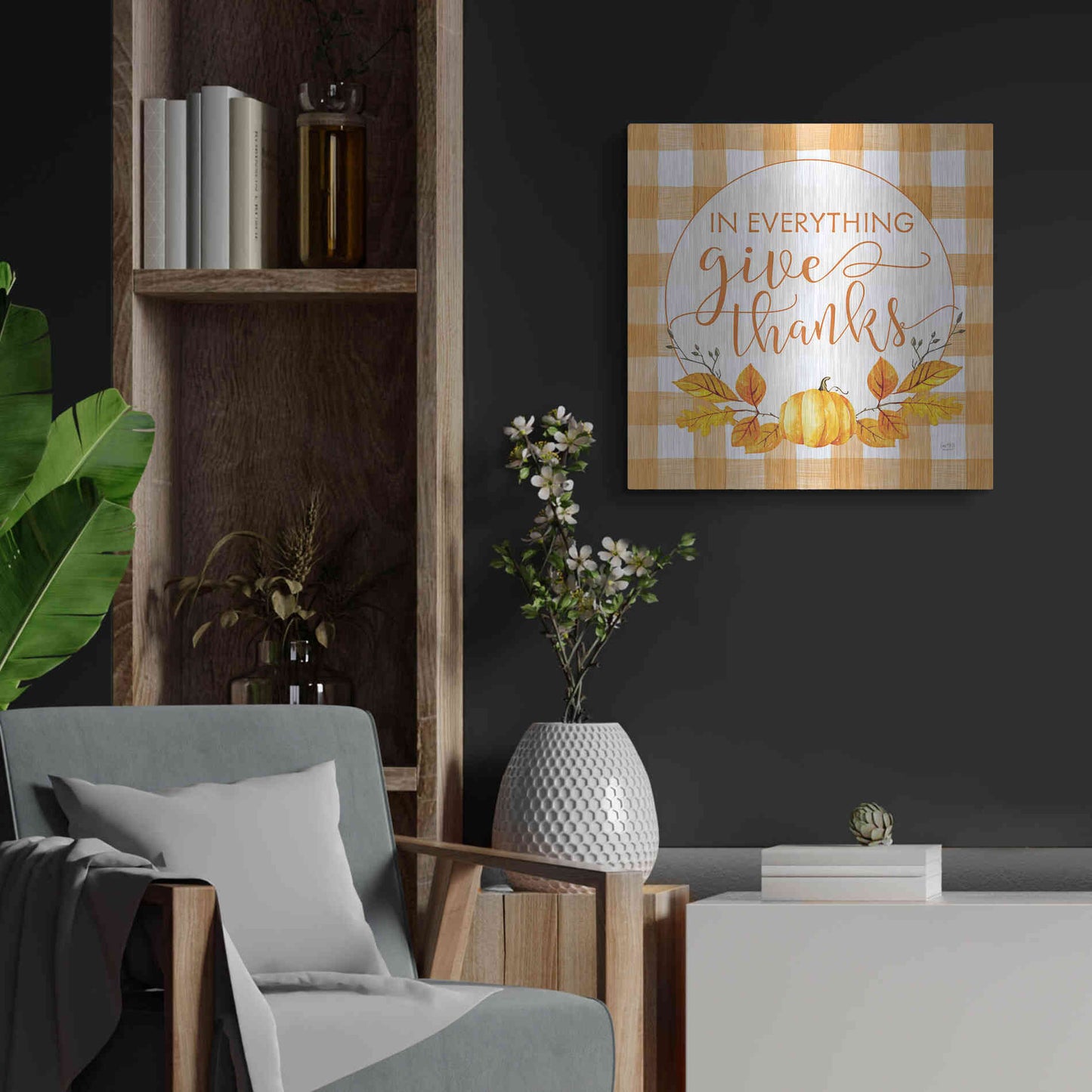Luxe Metal Art 'Give Thanks' by Lux + Me Designs, Metal Wall Art,24x24