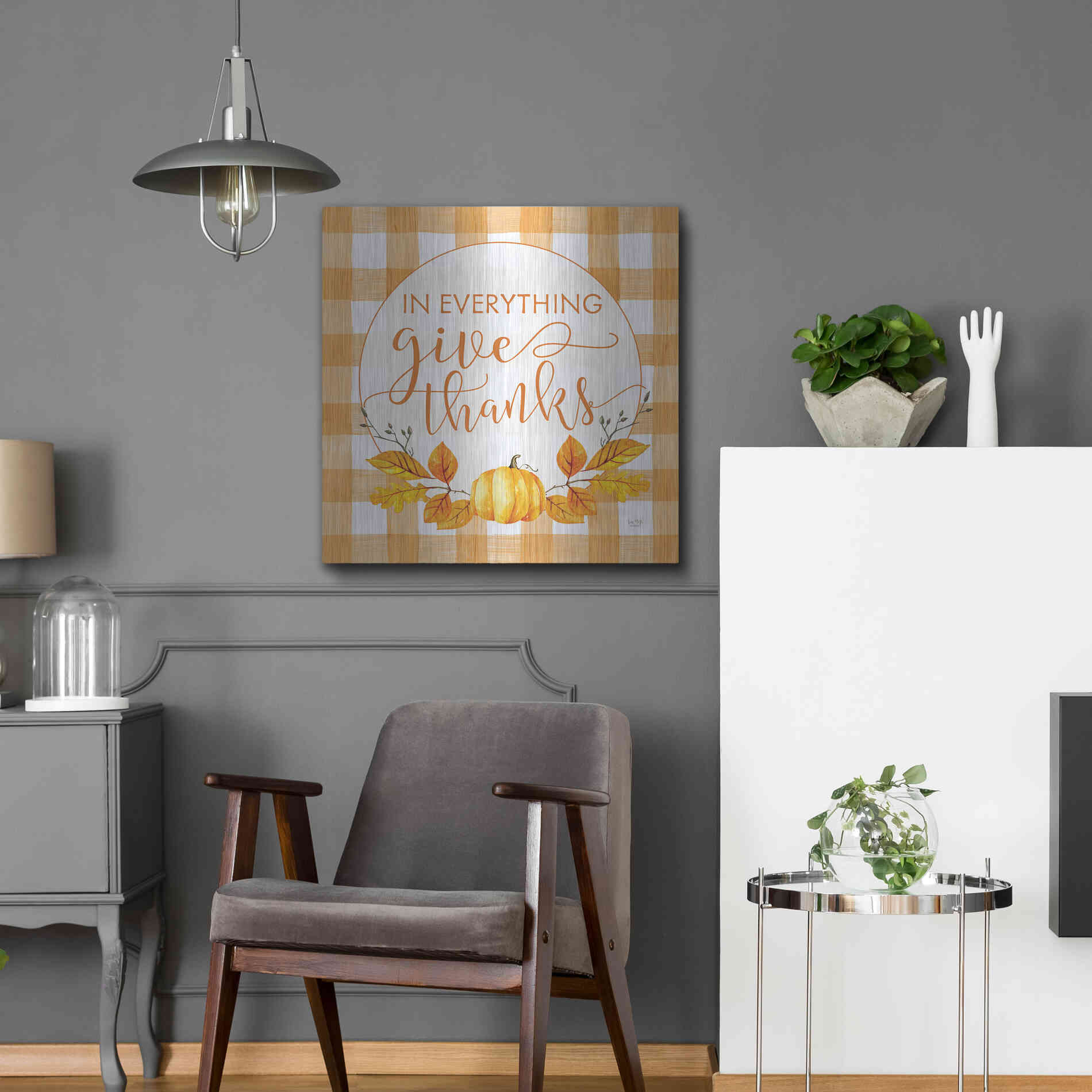 Luxe Metal Art 'Give Thanks' by Lux + Me Designs, Metal Wall Art,24x24