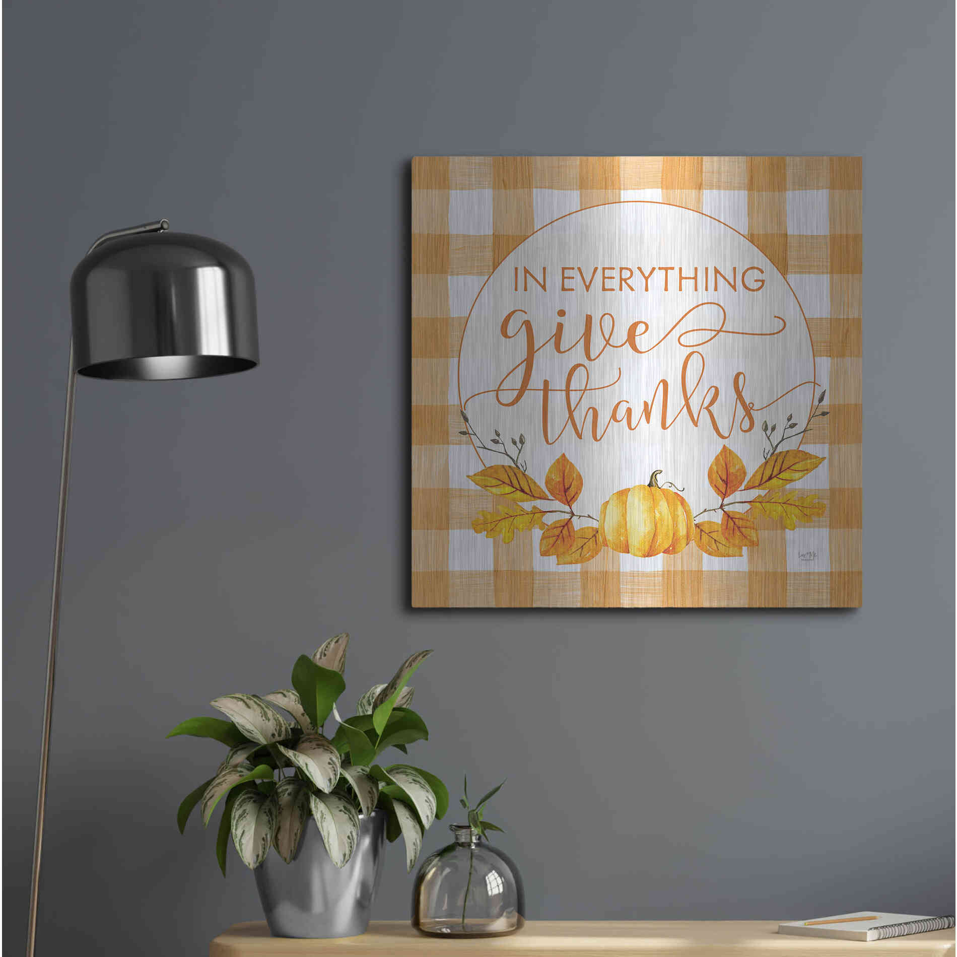 Luxe Metal Art 'Give Thanks' by Lux + Me Designs, Metal Wall Art,24x24
