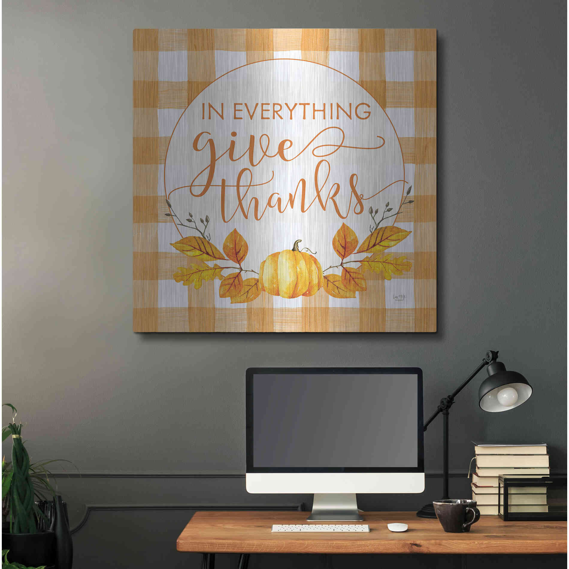 Luxe Metal Art 'Give Thanks' by Lux + Me Designs, Metal Wall Art,36x36