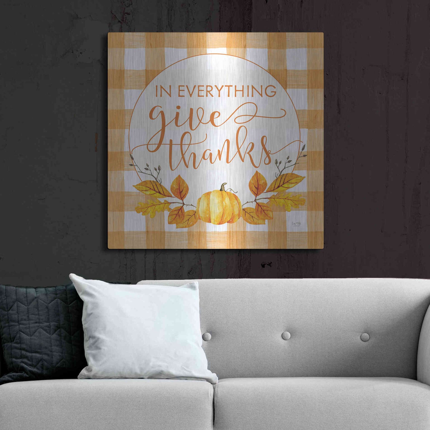 Luxe Metal Art 'Give Thanks' by Lux + Me Designs, Metal Wall Art,36x36