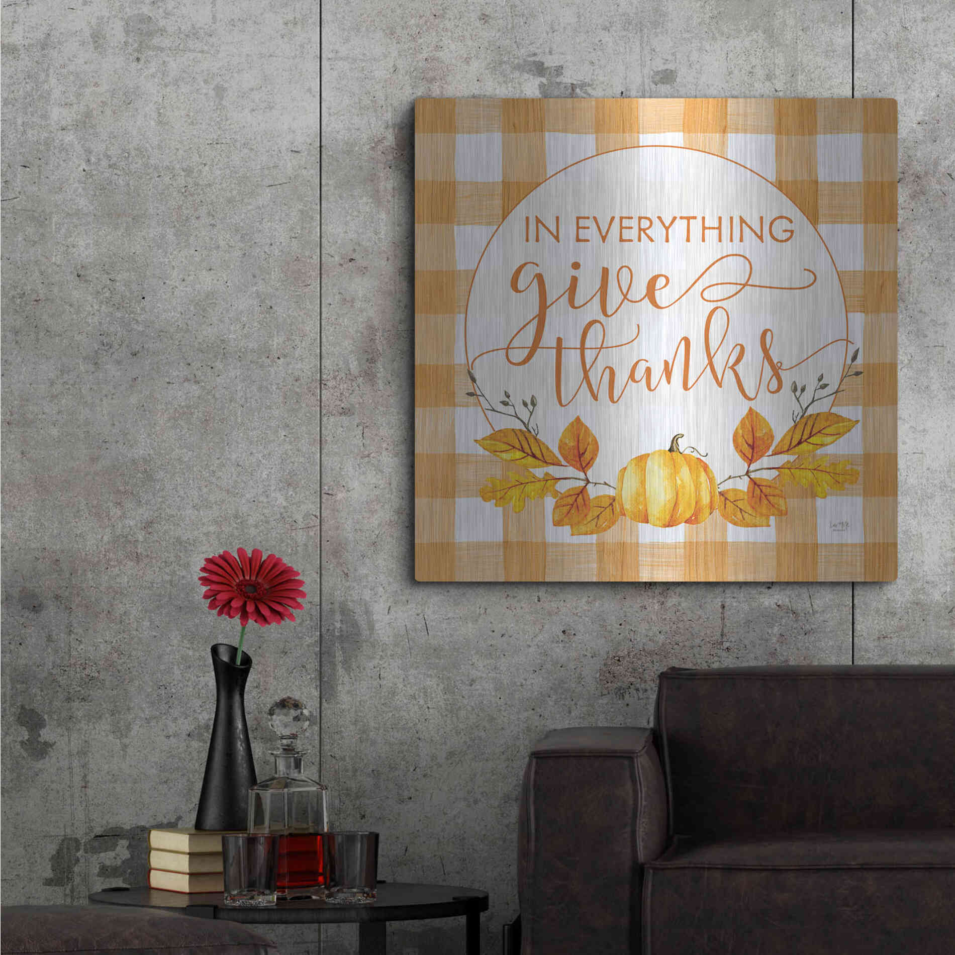 Luxe Metal Art 'Give Thanks' by Lux + Me Designs, Metal Wall Art,36x36