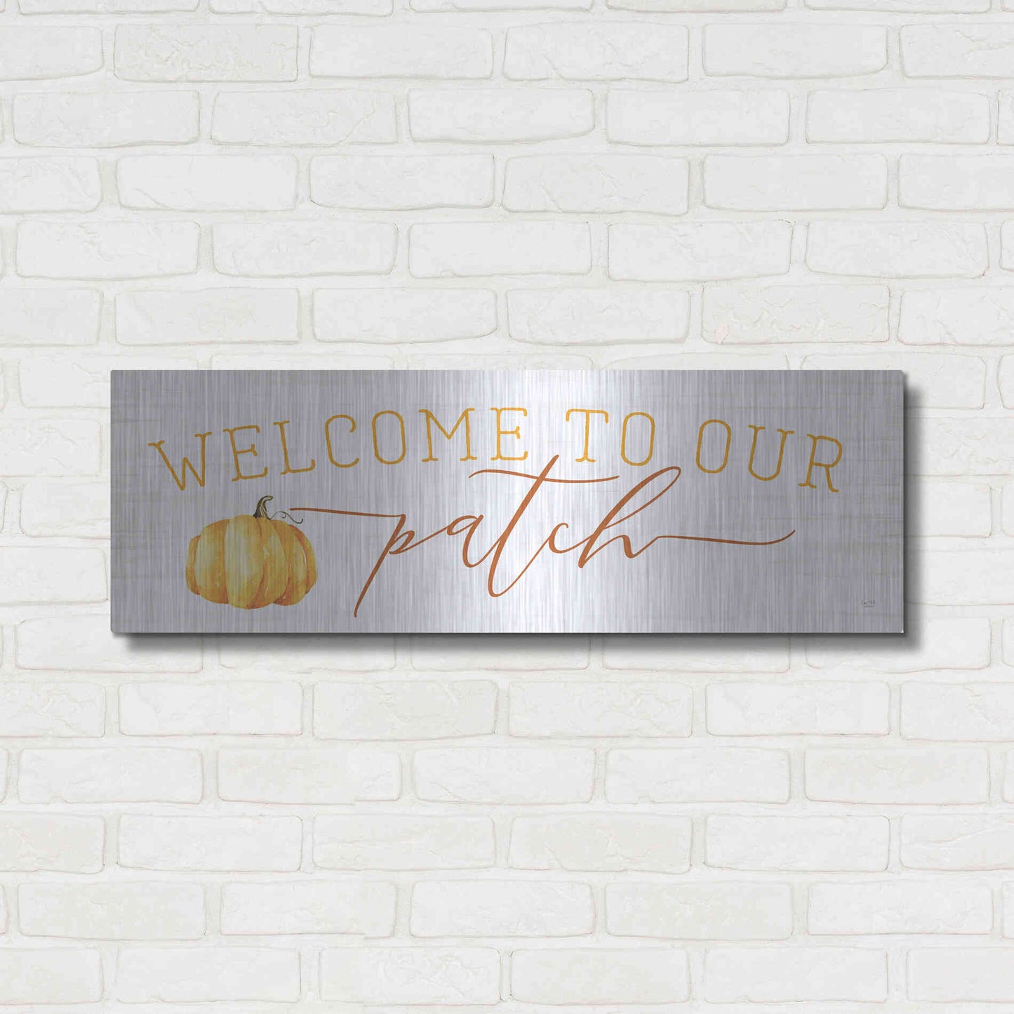 Luxe Metal Art 'Welcome to Our Patch' by Lux + Me Designs, Metal Wall Art,36x12