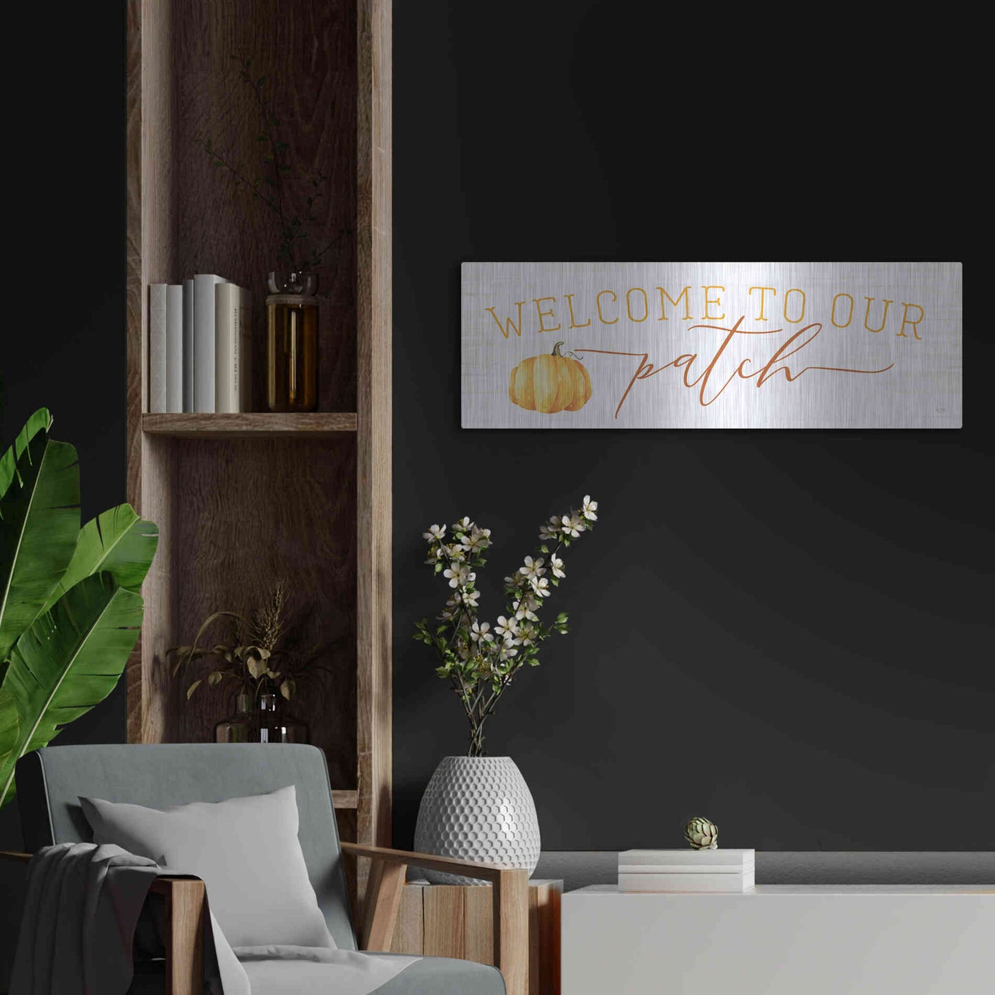 Luxe Metal Art 'Welcome to Our Patch' by Lux + Me Designs, Metal Wall Art,36x12