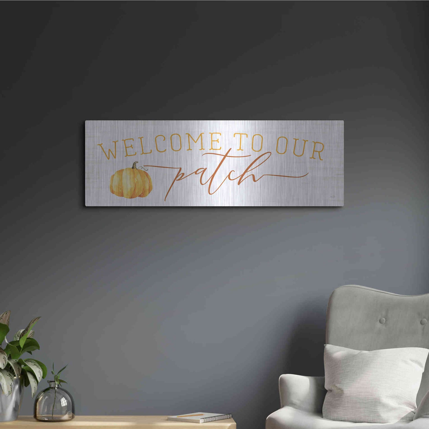Luxe Metal Art 'Welcome to Our Patch' by Lux + Me Designs, Metal Wall Art,36x12