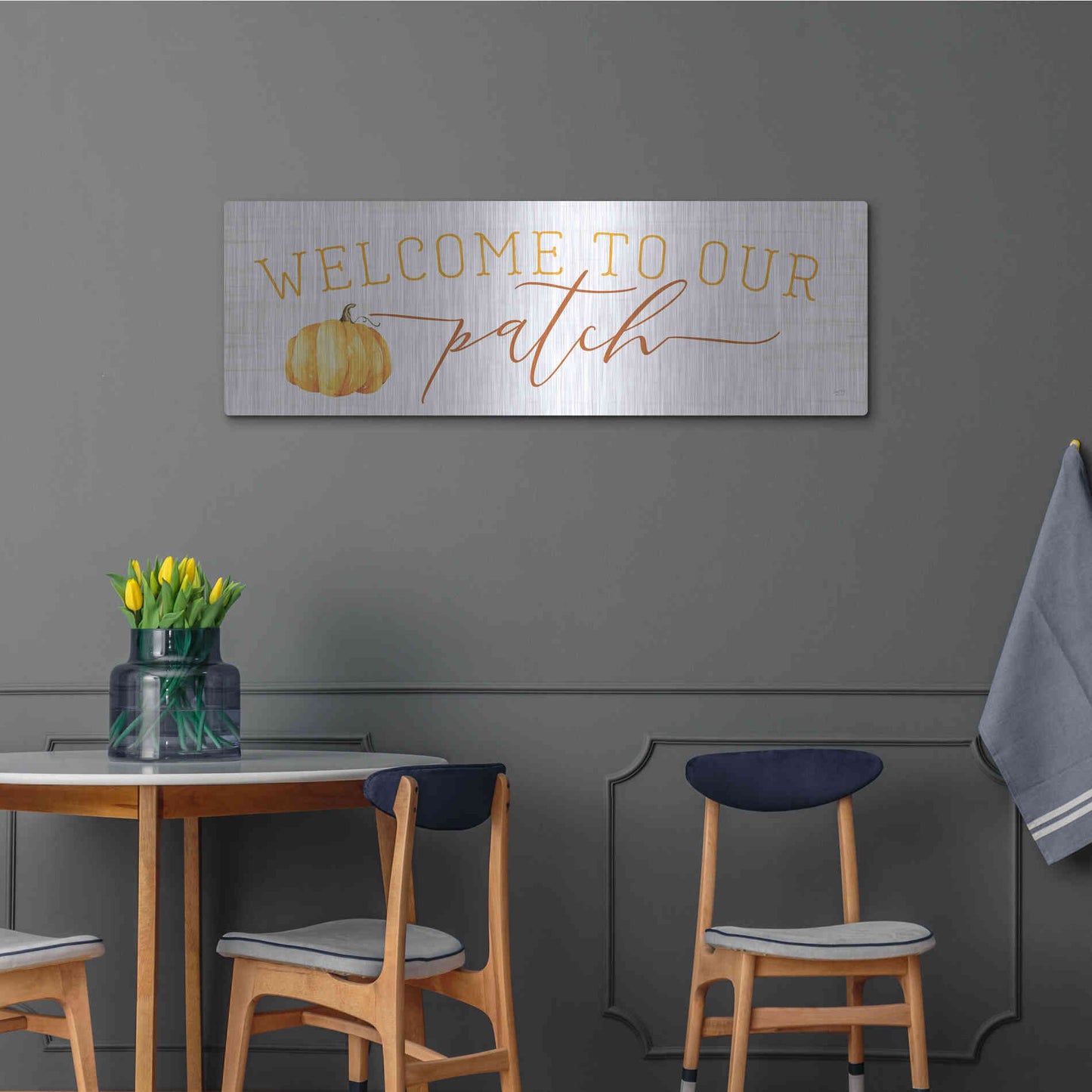 Luxe Metal Art 'Welcome to Our Patch' by Lux + Me Designs, Metal Wall Art,48x16