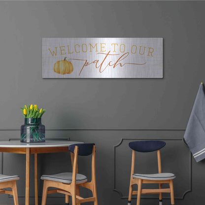 Luxe Metal Art 'Welcome to Our Patch' by Lux + Me Designs, Metal Wall Art,48x16