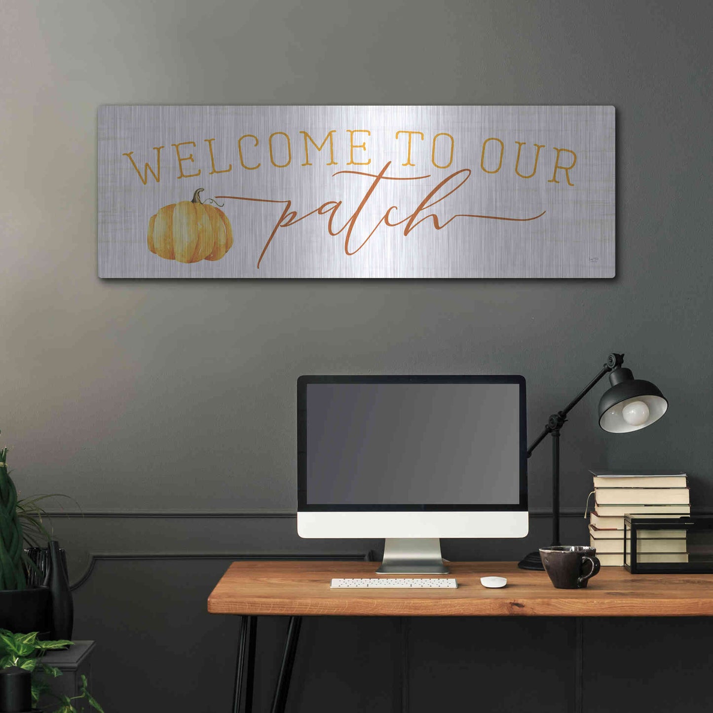 Luxe Metal Art 'Welcome to Our Patch' by Lux + Me Designs, Metal Wall Art,48x16