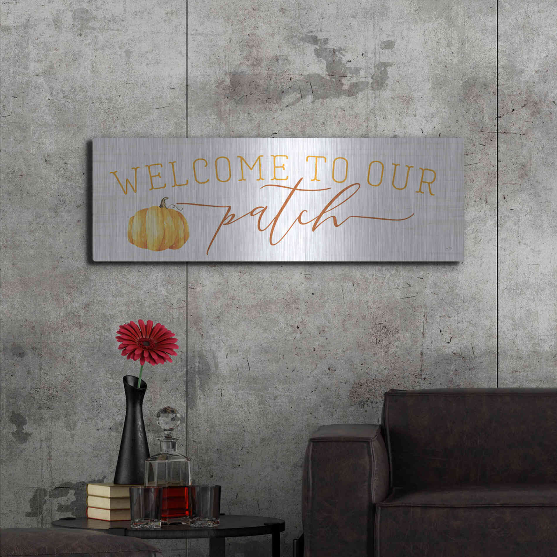 Luxe Metal Art 'Welcome to Our Patch' by Lux + Me Designs, Metal Wall Art,48x16