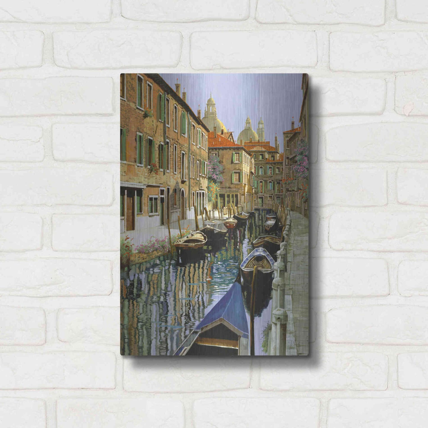 Luxe Metal Art 'La Barche Sul Canale' by Guido Borelli, Metal Wall Art,12x16