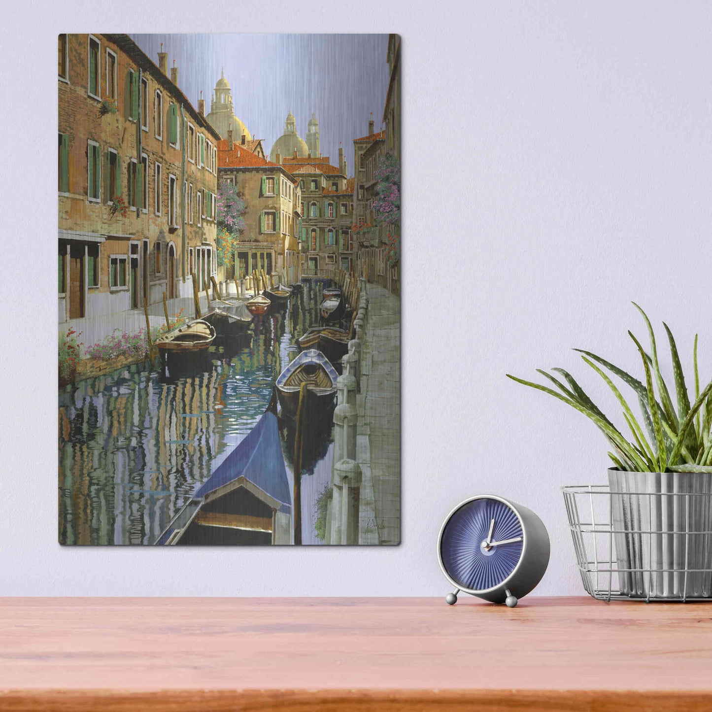 Luxe Metal Art 'La Barche Sul Canale' by Guido Borelli, Metal Wall Art,12x16