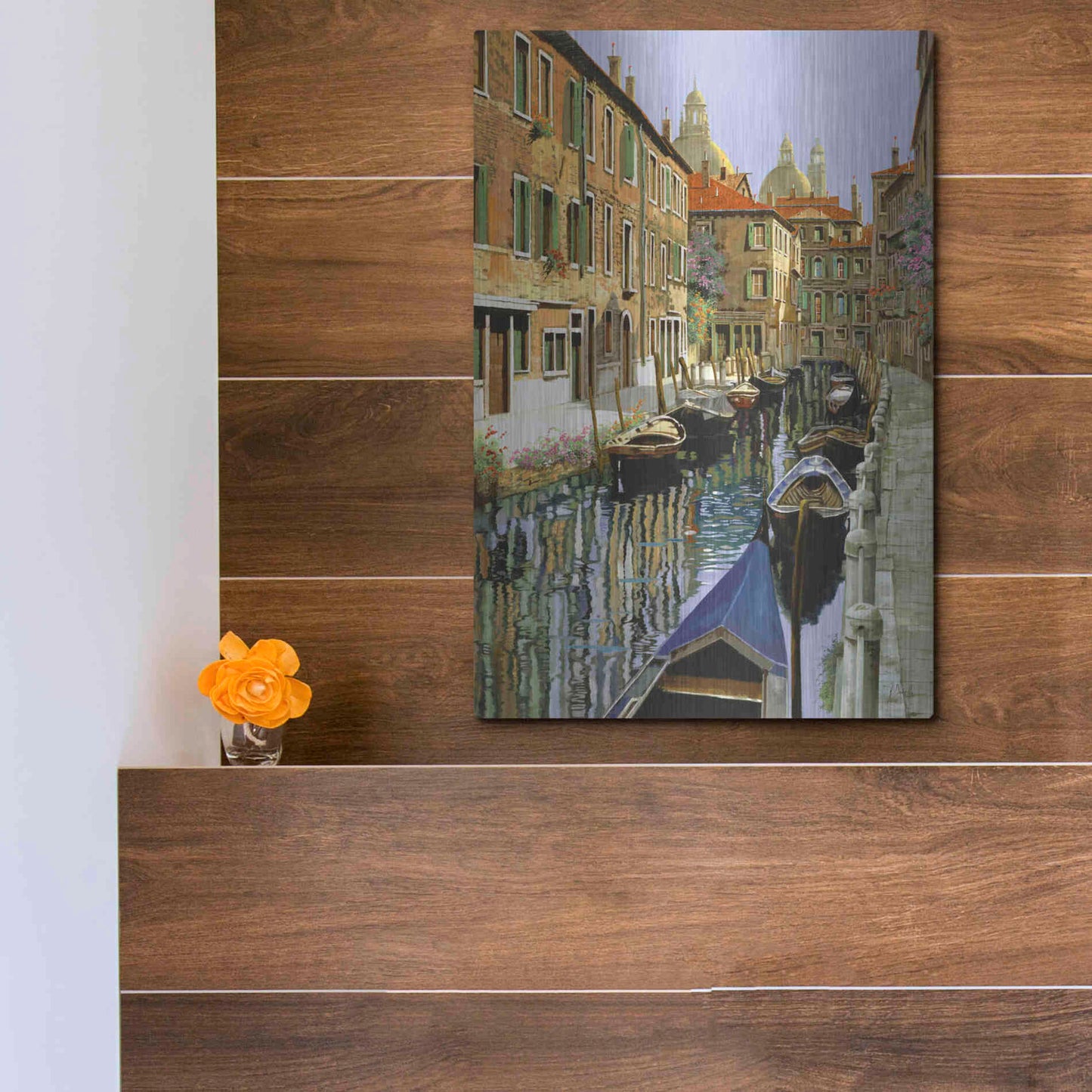 Luxe Metal Art 'La Barche Sul Canale' by Guido Borelli, Metal Wall Art,12x16