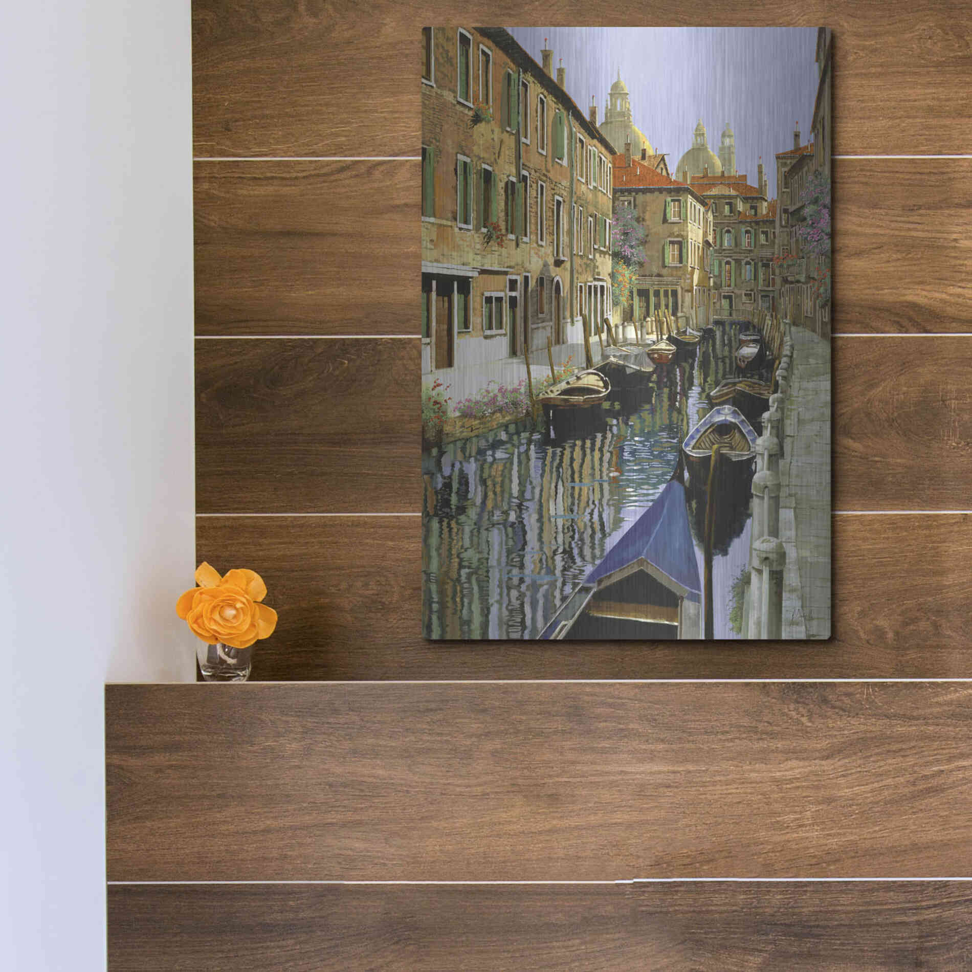 Luxe Metal Art 'La Barche Sul Canale' by Guido Borelli, Metal Wall Art,12x16
