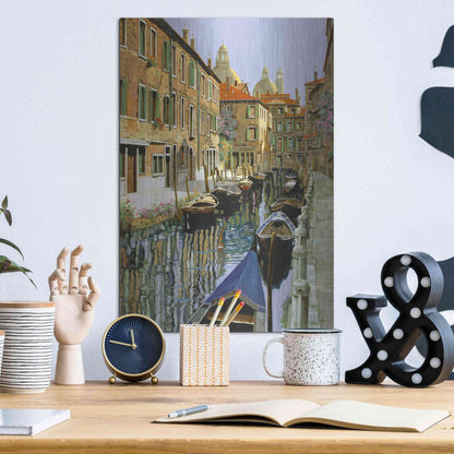 Luxe Metal Art 'La Barche Sul Canale' by Guido Borelli, Metal Wall Art,12x16