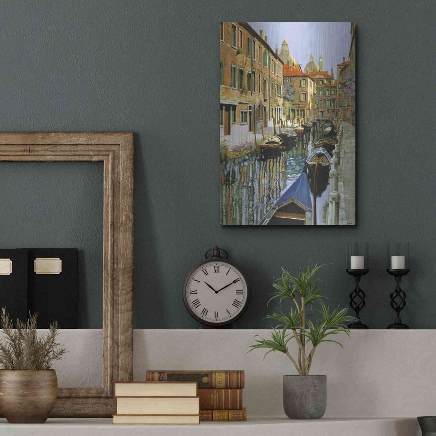 Luxe Metal Art 'La Barche Sul Canale' by Guido Borelli, Metal Wall Art,12x16