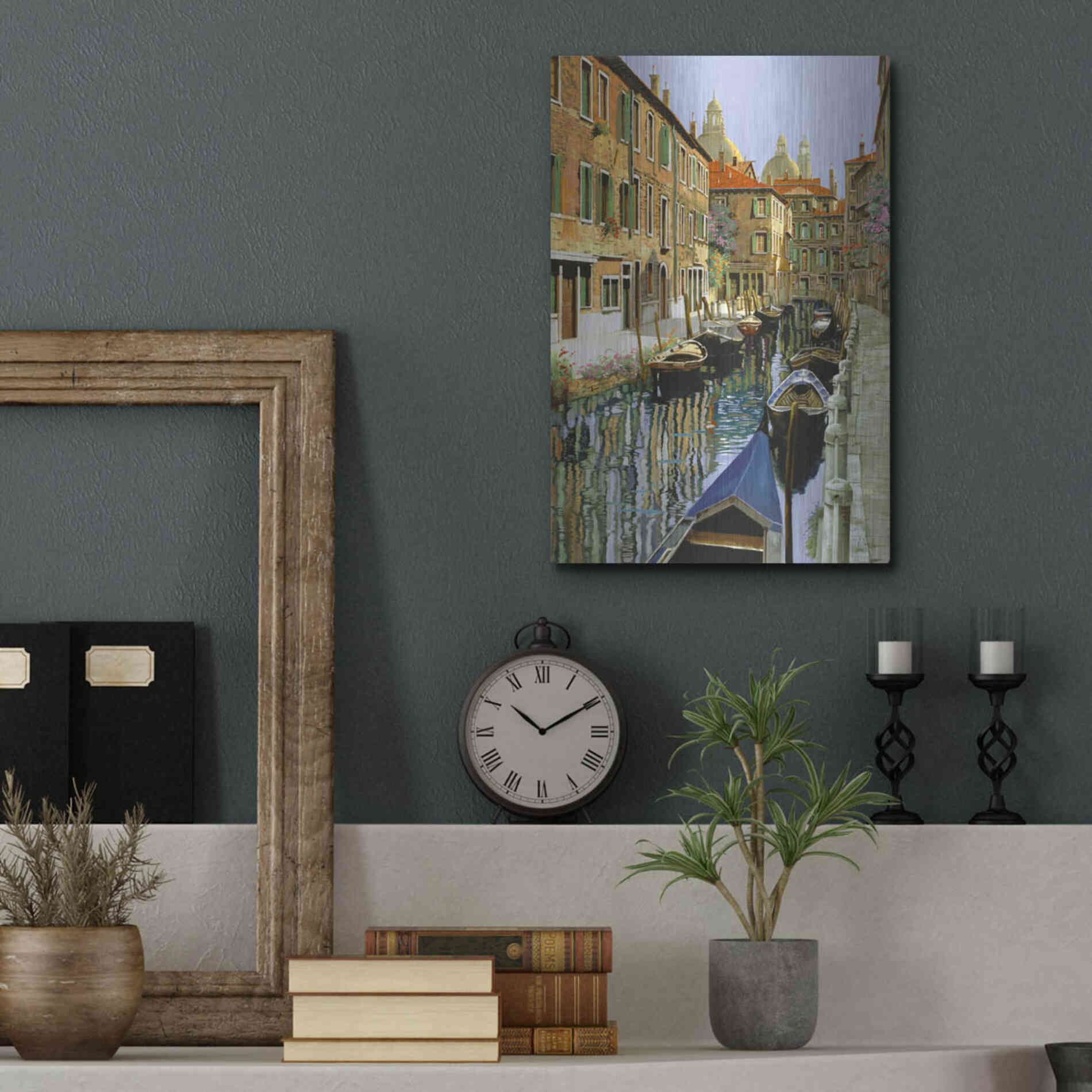Luxe Metal Art 'La Barche Sul Canale' by Guido Borelli, Metal Wall Art,12x16