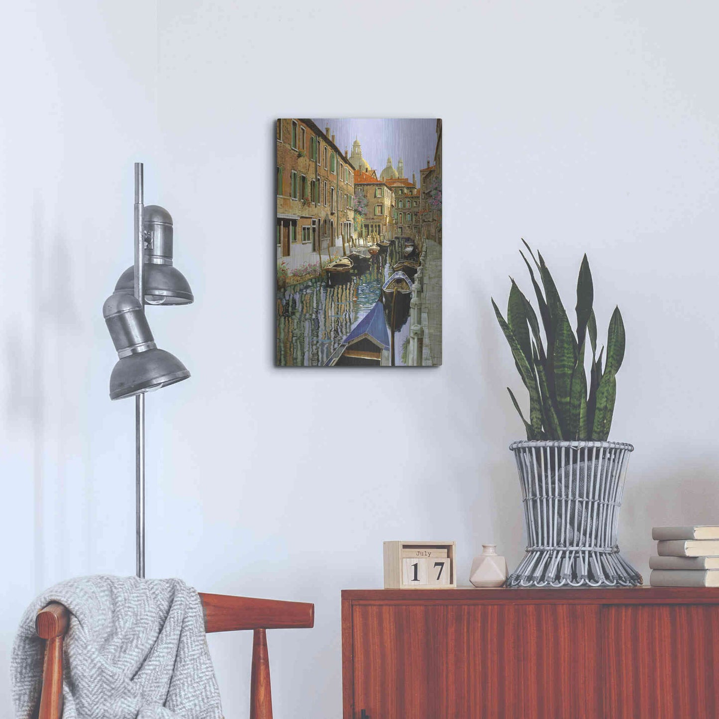 Luxe Metal Art 'La Barche Sul Canale' by Guido Borelli, Metal Wall Art,16x24