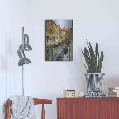 Luxe Metal Art 'La Barche Sul Canale' by Guido Borelli, Metal Wall Art,16x24