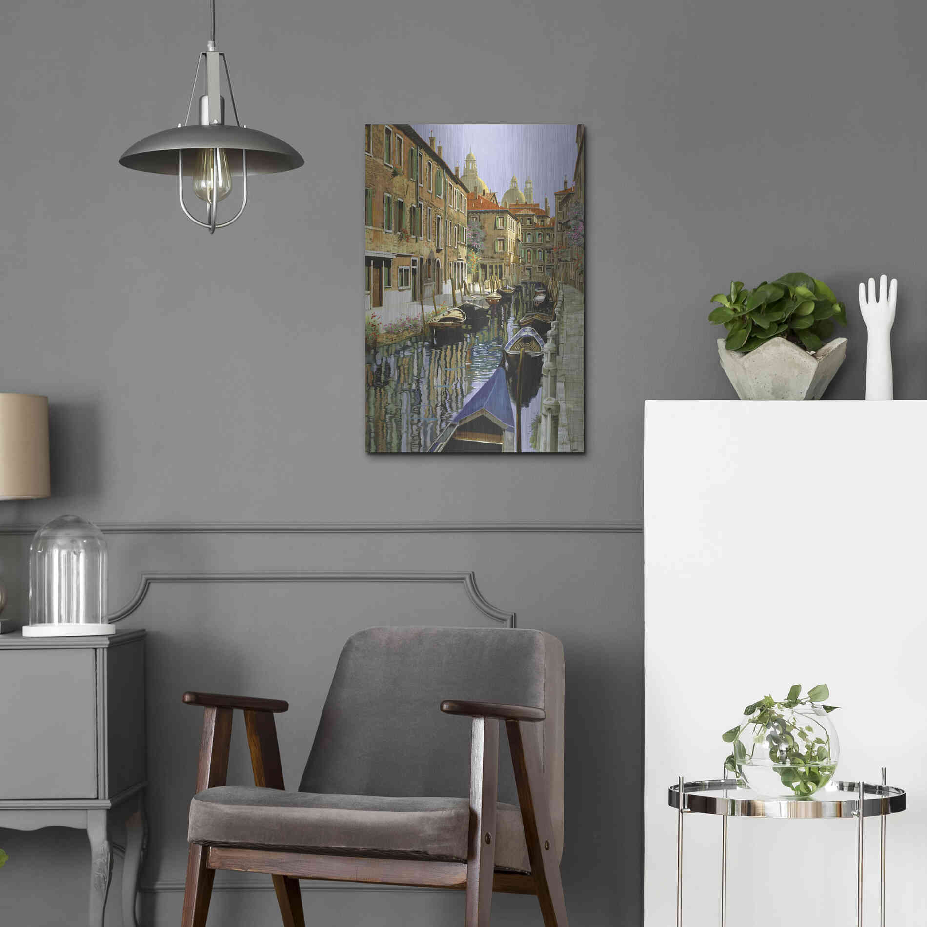 Luxe Metal Art 'La Barche Sul Canale' by Guido Borelli, Metal Wall Art,16x24