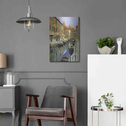 Luxe Metal Art 'La Barche Sul Canale' by Guido Borelli, Metal Wall Art,16x24