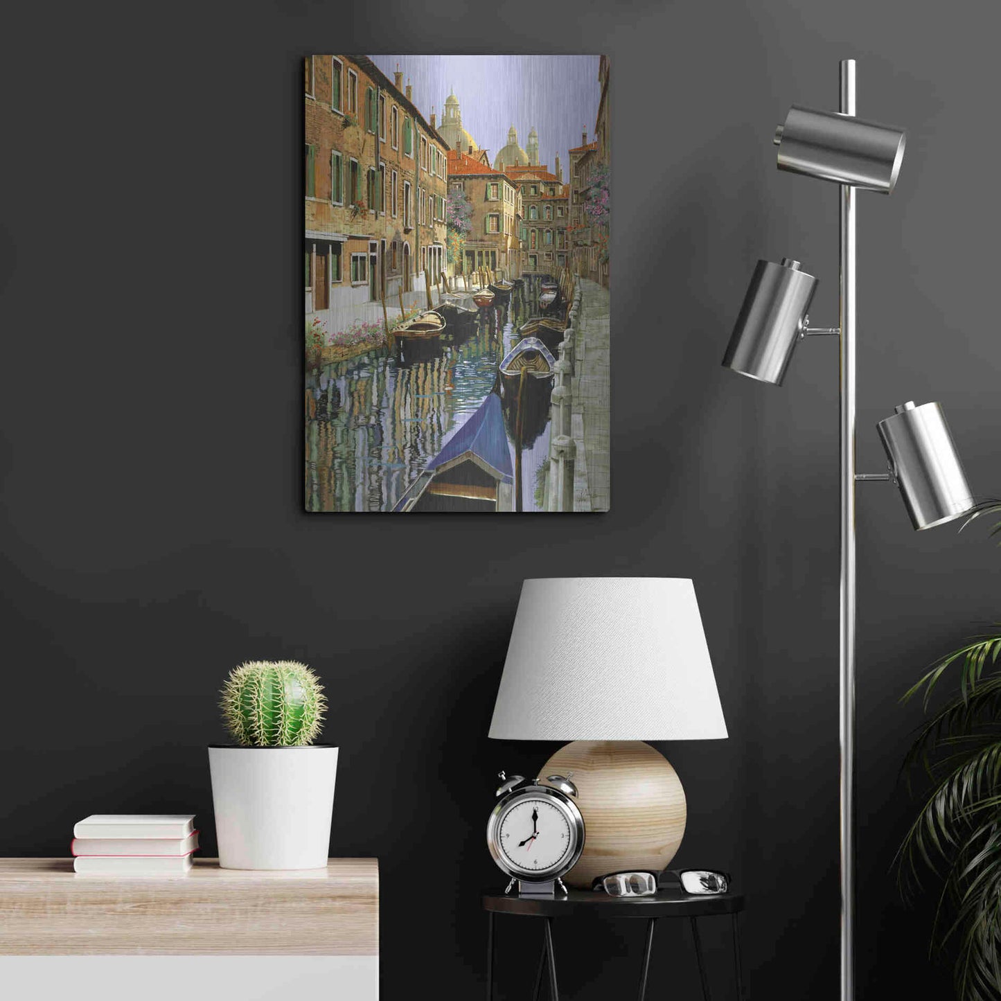 Luxe Metal Art 'La Barche Sul Canale' by Guido Borelli, Metal Wall Art,16x24