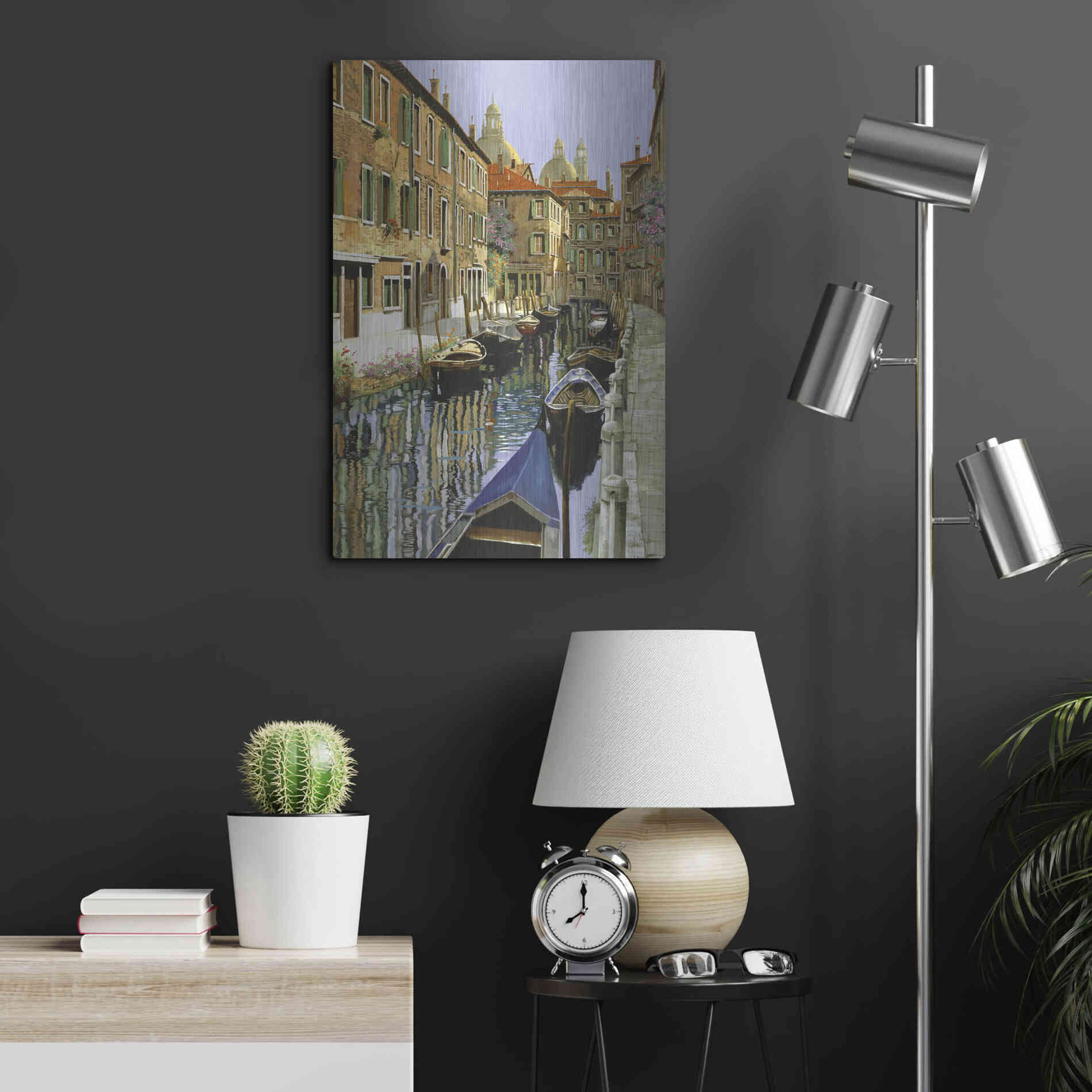Luxe Metal Art 'La Barche Sul Canale' by Guido Borelli, Metal Wall Art,16x24