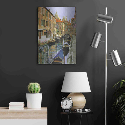 Luxe Metal Art 'La Barche Sul Canale' by Guido Borelli, Metal Wall Art,16x24