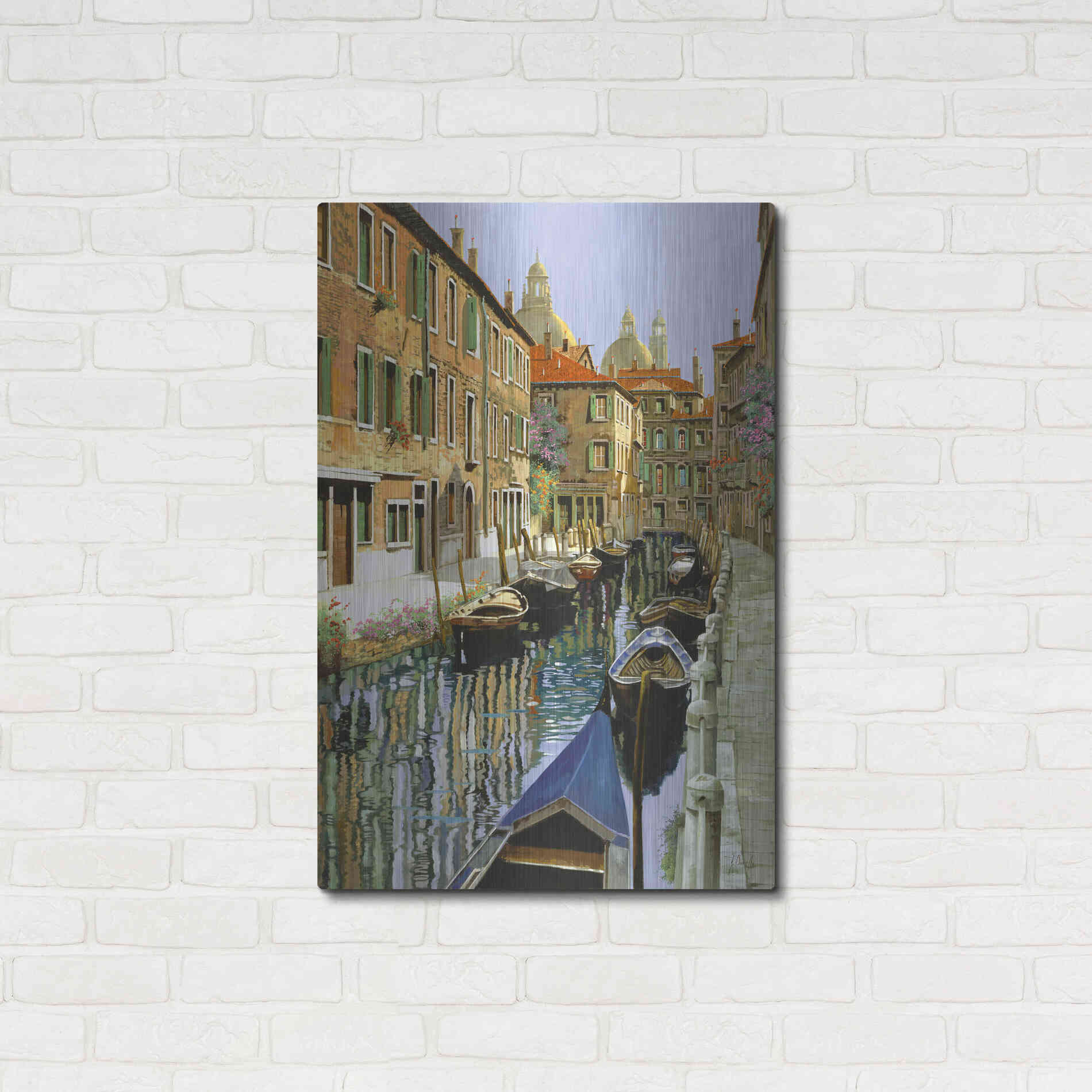 Luxe Metal Art 'La Barche Sul Canale' by Guido Borelli, Metal Wall Art,24x36