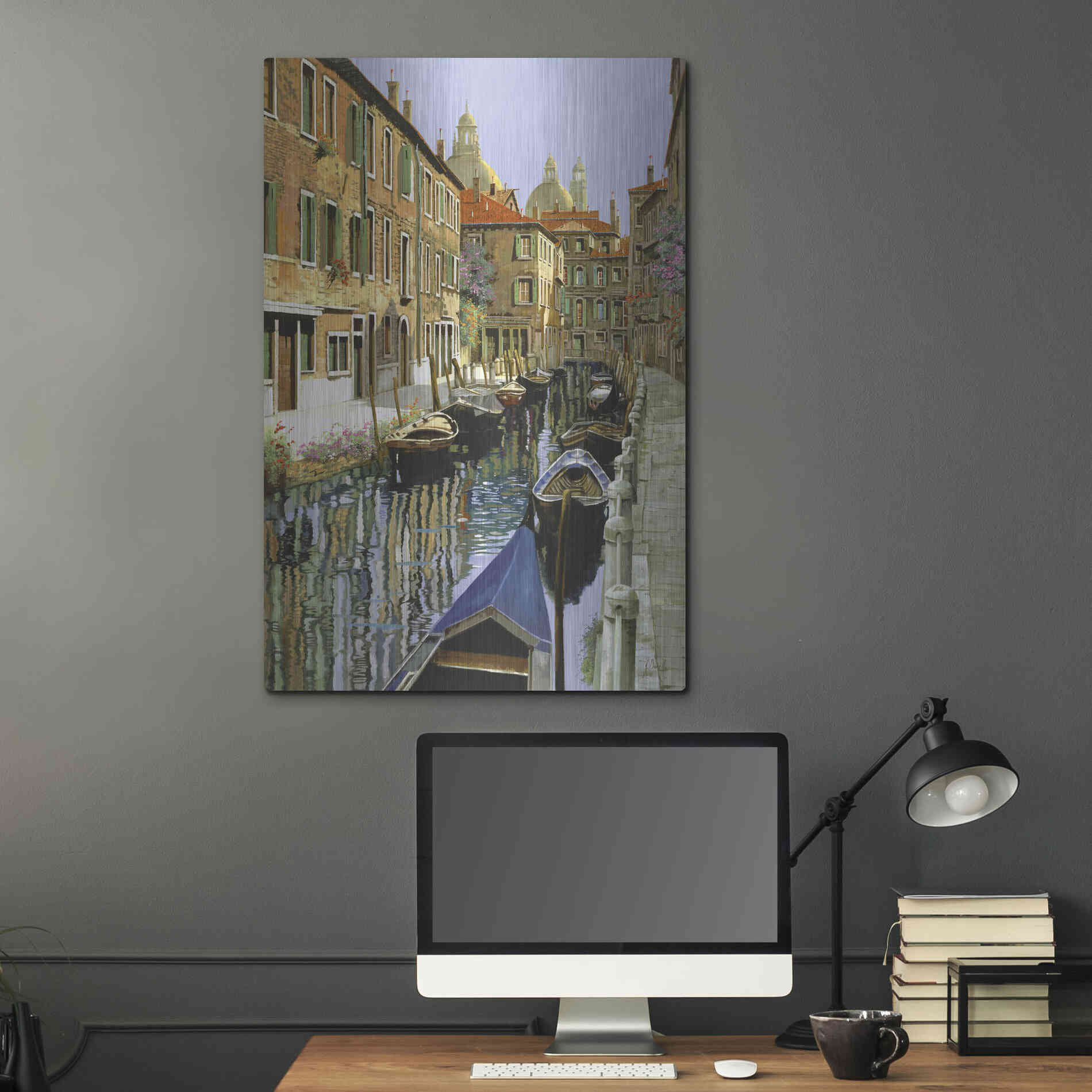 Luxe Metal Art 'La Barche Sul Canale' by Guido Borelli, Metal Wall Art,24x36